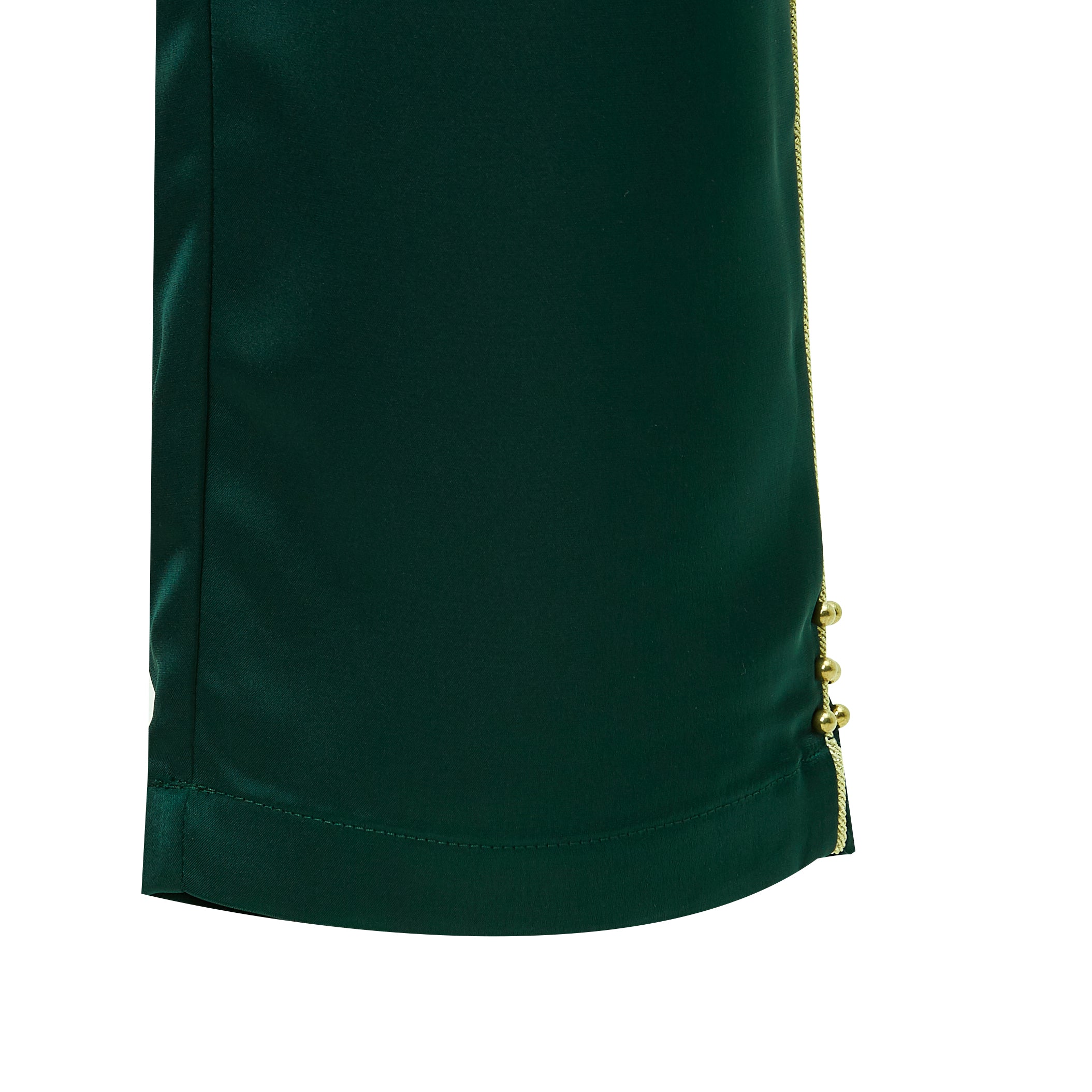 Brangio Italy Luxe Sapphire Chain-Embellished Satin Pants- Green
