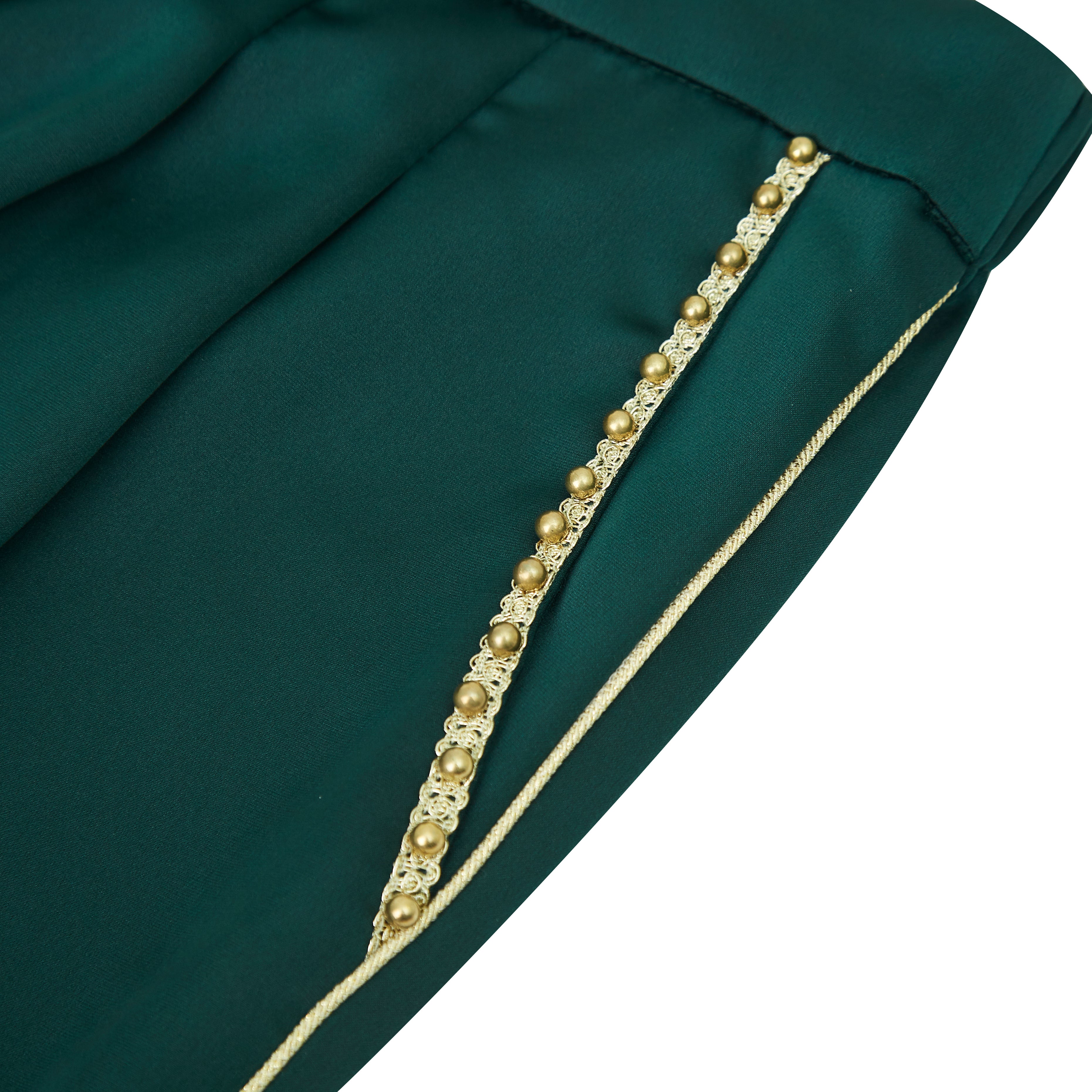 Brangio Italy Luxe Sapphire Chain-Embellished Satin Pants- Gold