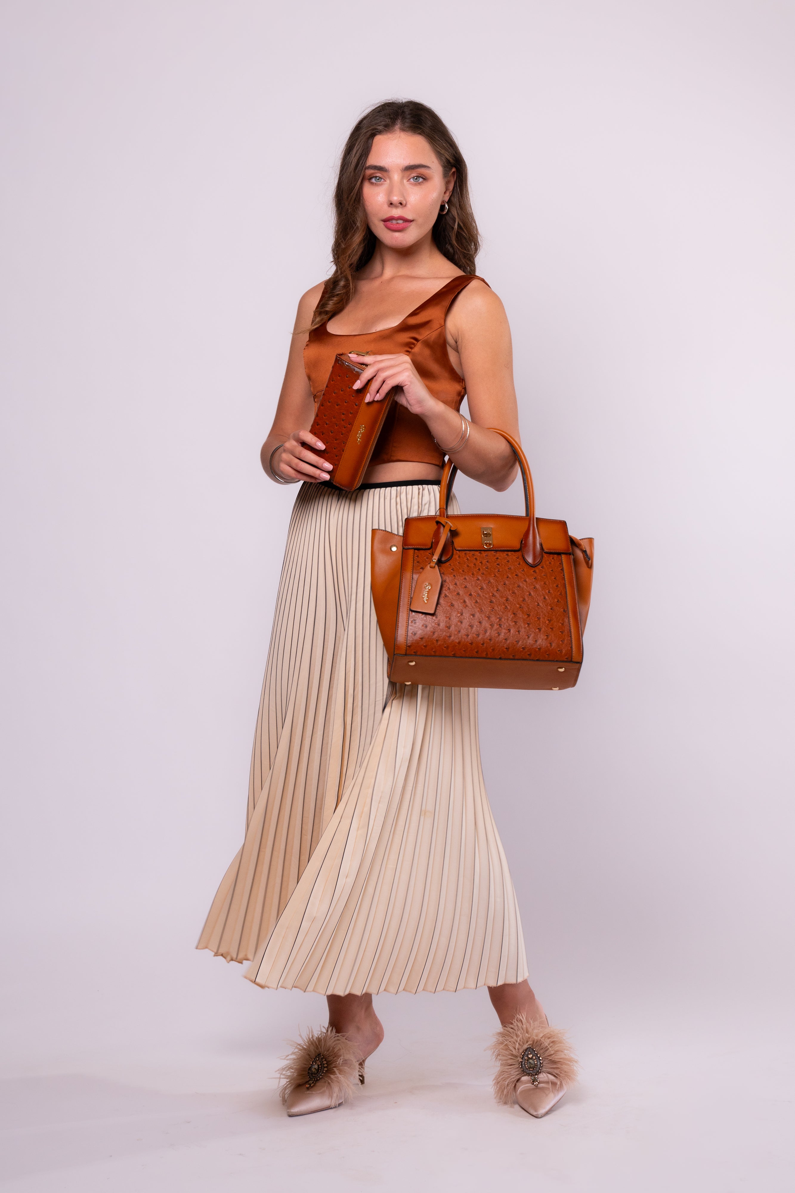 Brangio Italy  Vintage Luxe Pleated Palazzo Pants - Ivory