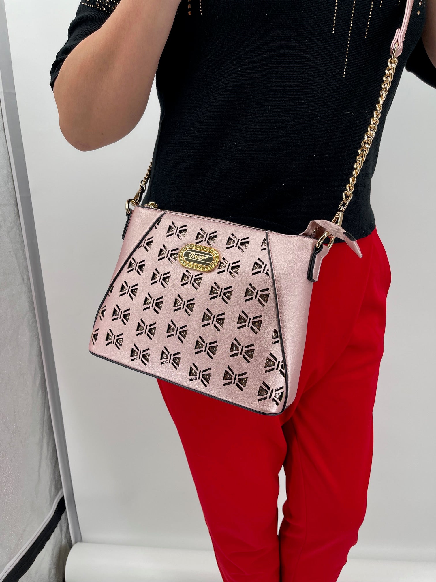 Brangio Italy Laser Cut Crossbody Bag – Designer Shoulder Purse
