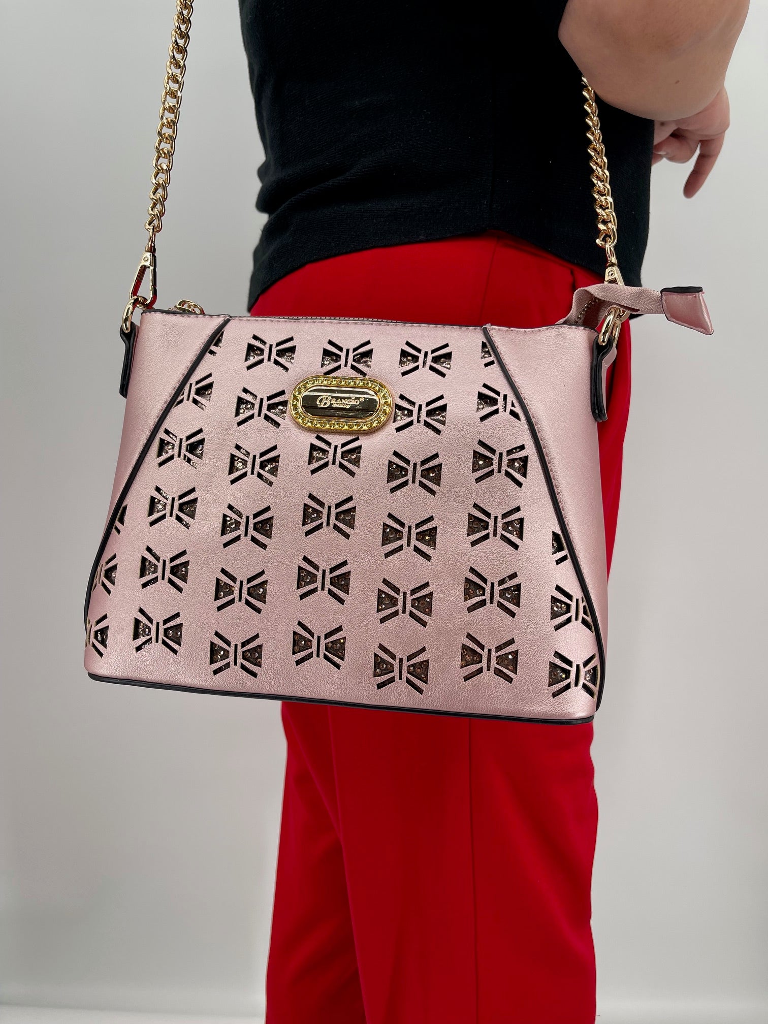 Brangio Italy Laser Cut Crossbody Bag – Designer Shoulder Purse