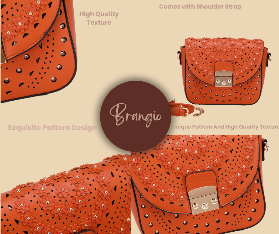 Brangio Italy Floral Laser Cut with Rhinestone Crossbody Bag