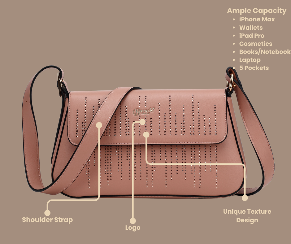 Brangio Italy Studded Laser Cut with Rhinestone Designer Crossbody Bag