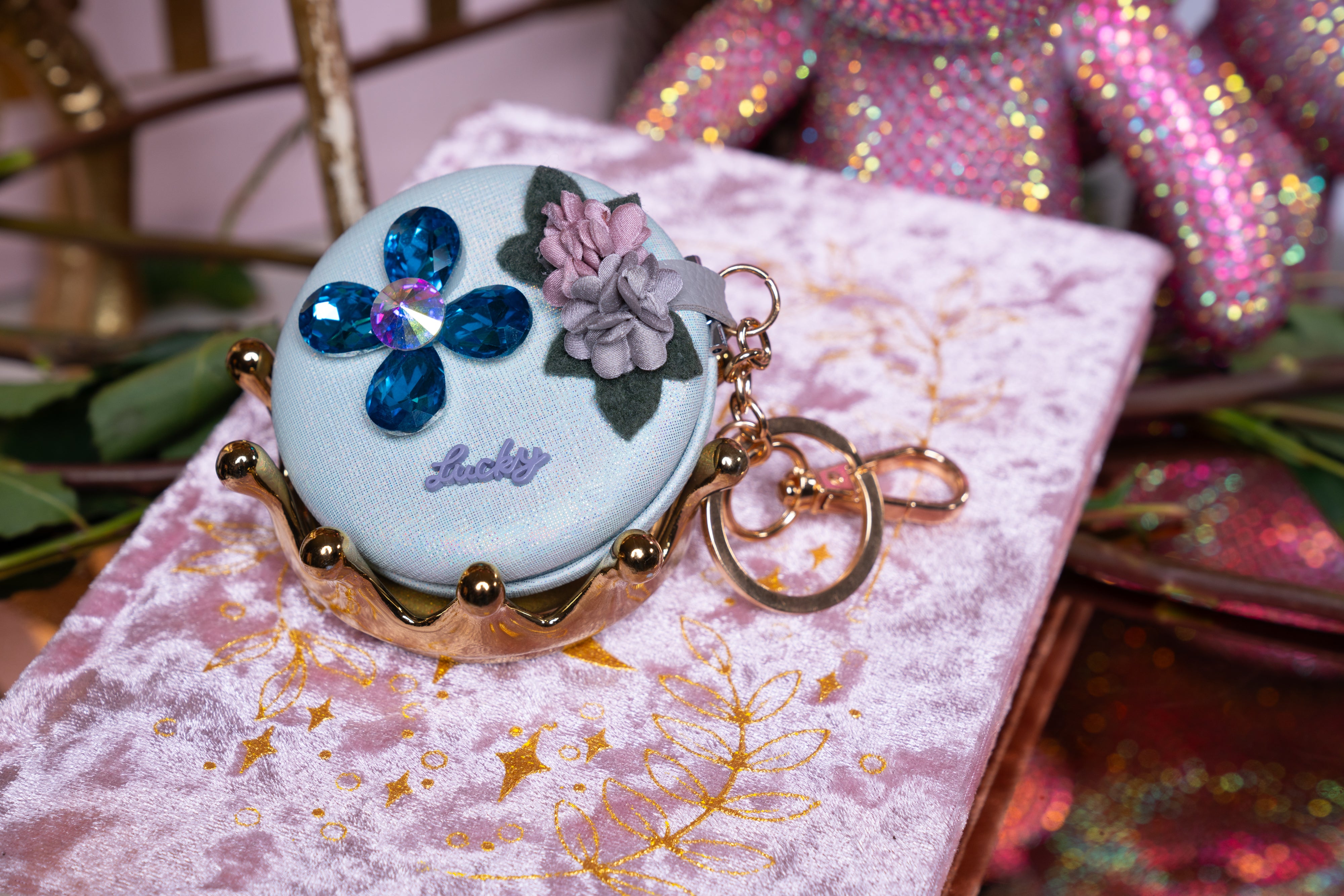 Lucky Rose Mirror Keychain & Purse Charm Pendant