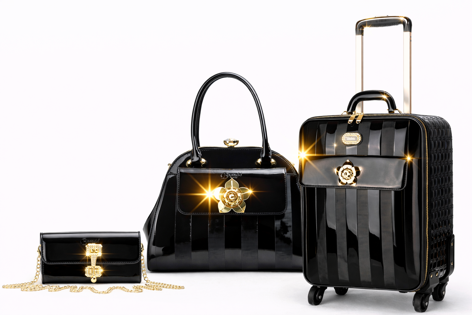Brangio Italy Luxury Patent Leather Carry-On Luggage - Spinner Suitcase