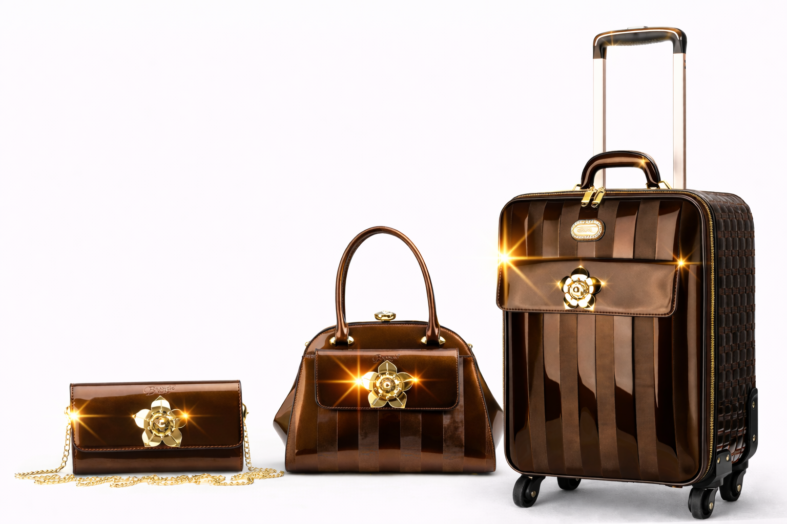 Brangio Italy Luxury Patent Leather Carry-On Luggage - Spinner Suitcase