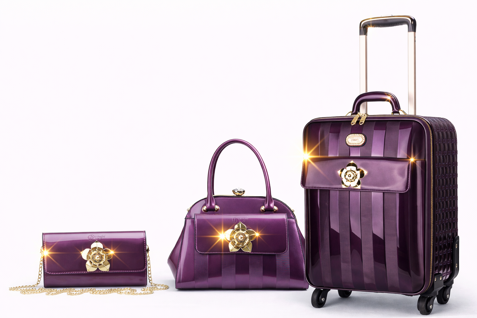 Brangio Italy Luxury Patent Leather Carry-On Luggage - Spinner Suitcase