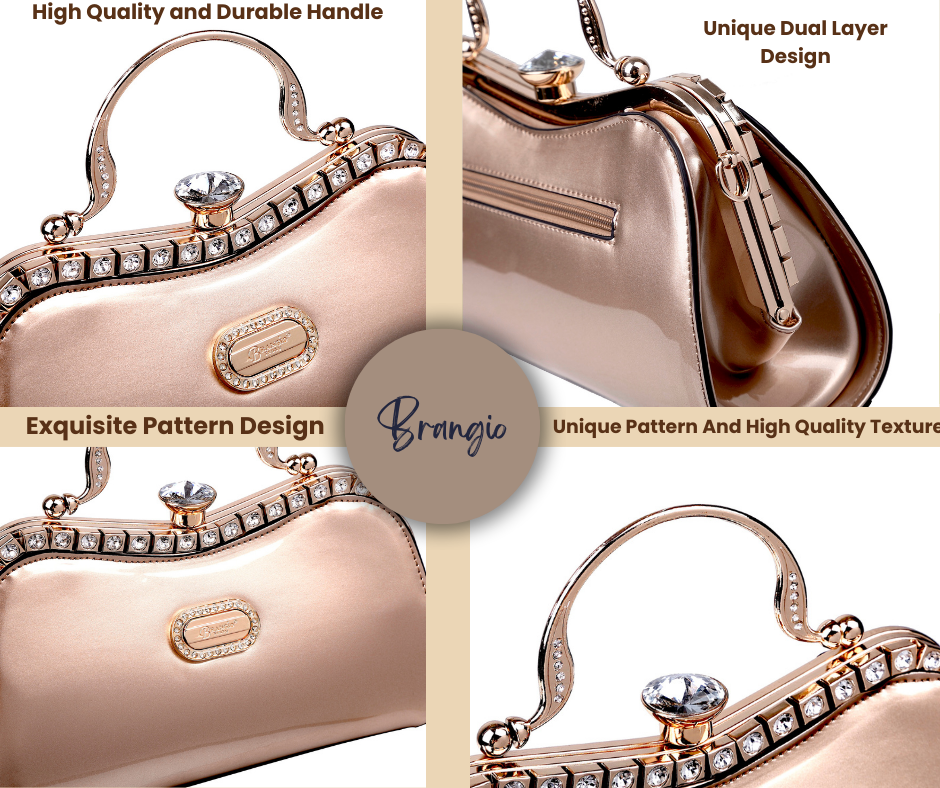 Brangio Italy Rhinestone Frame Designer Clutch Purse