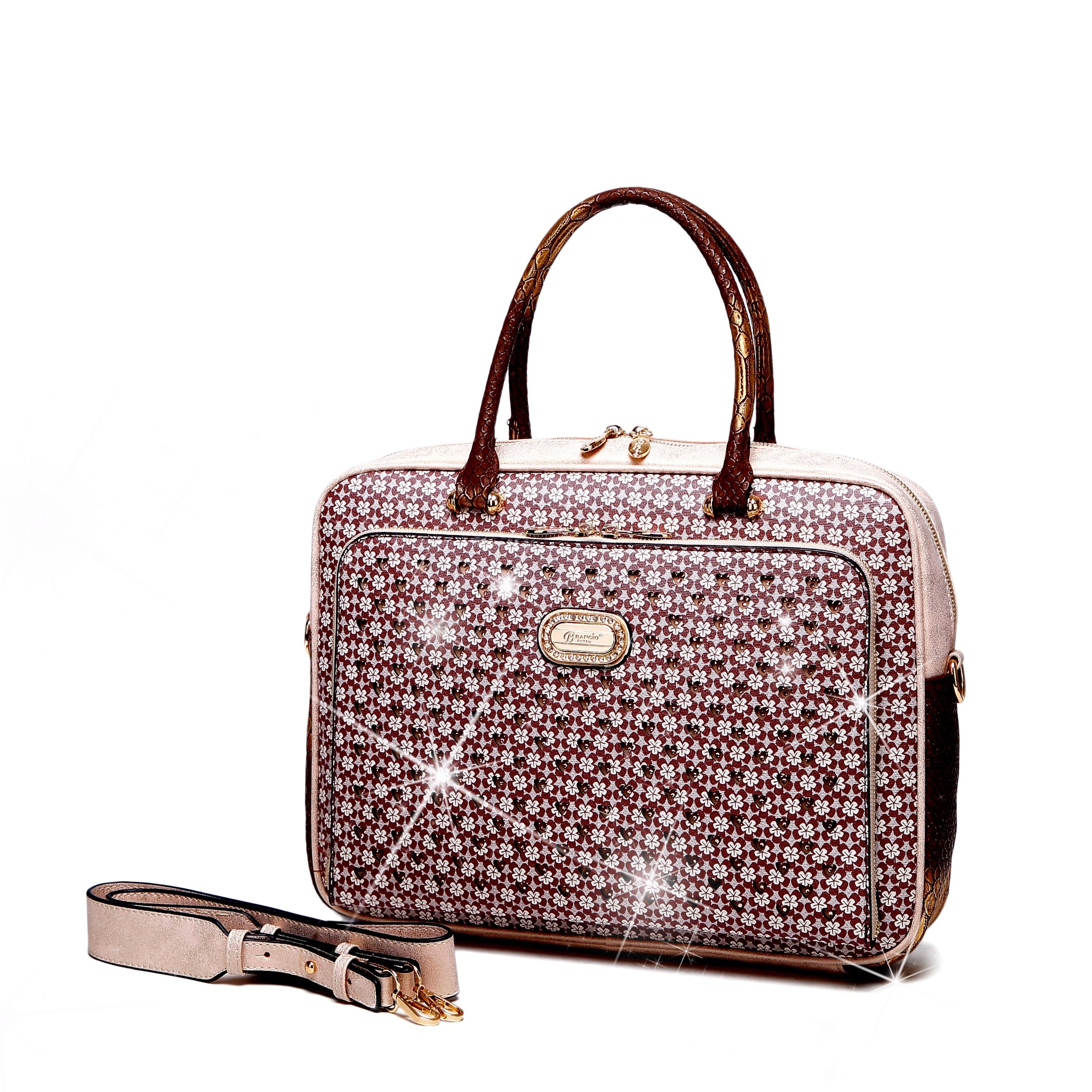 Brangio Italy Floral Laptop Tote Bag for Women - Designer Work Bag with Shoulder Strap
