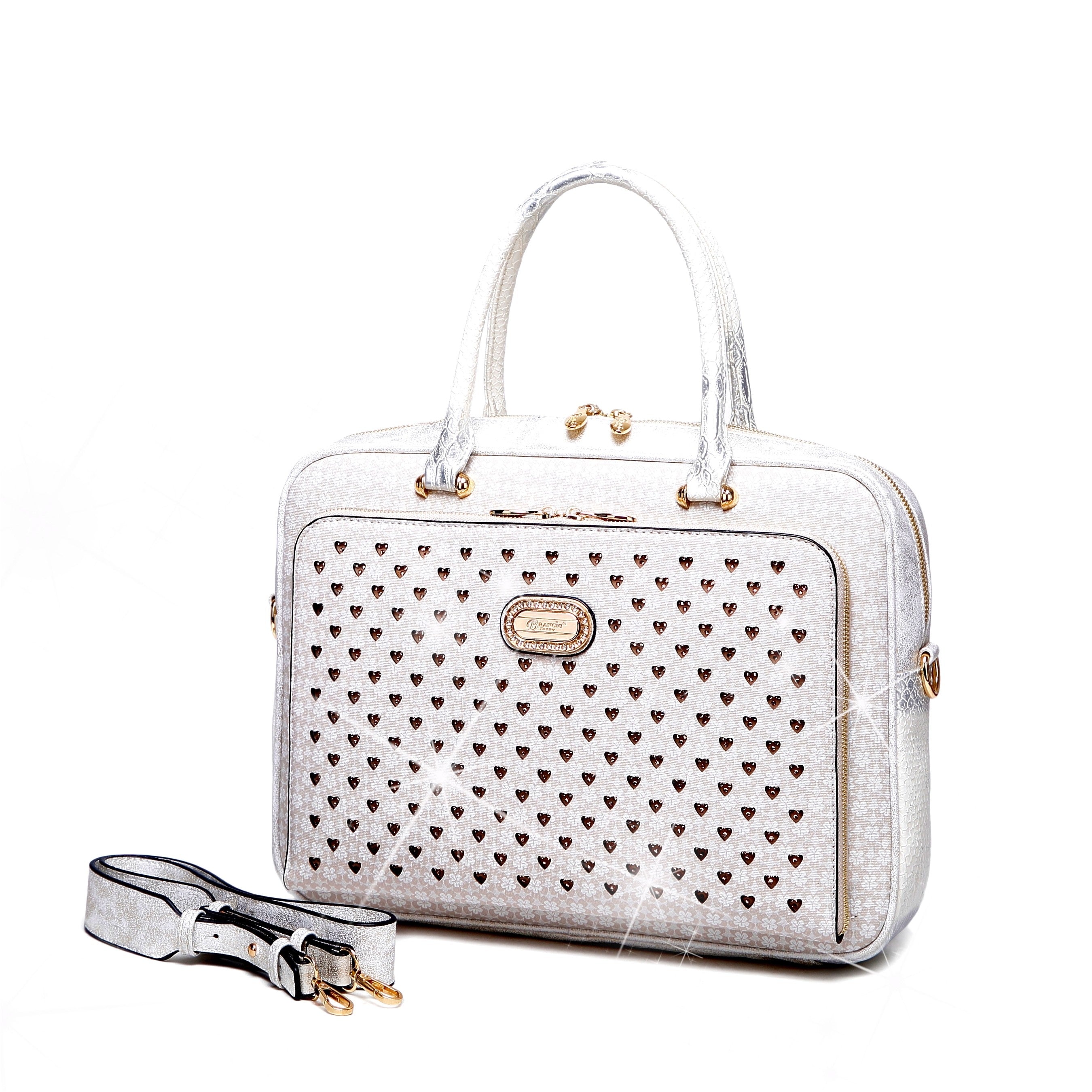 Brangio Italy Floral Laptop Tote Bag for Women - Designer Work Bag with Shoulder Strap