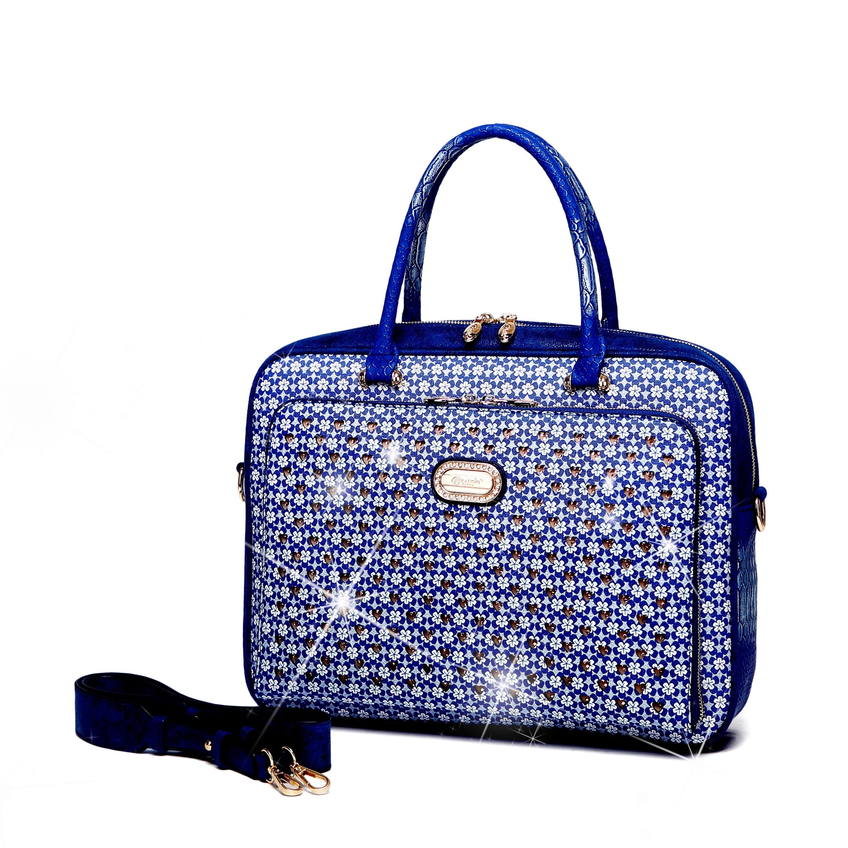 Brangio Italy Floral Laptop Tote Bag for Women - Designer Work Bag with Shoulder Strap