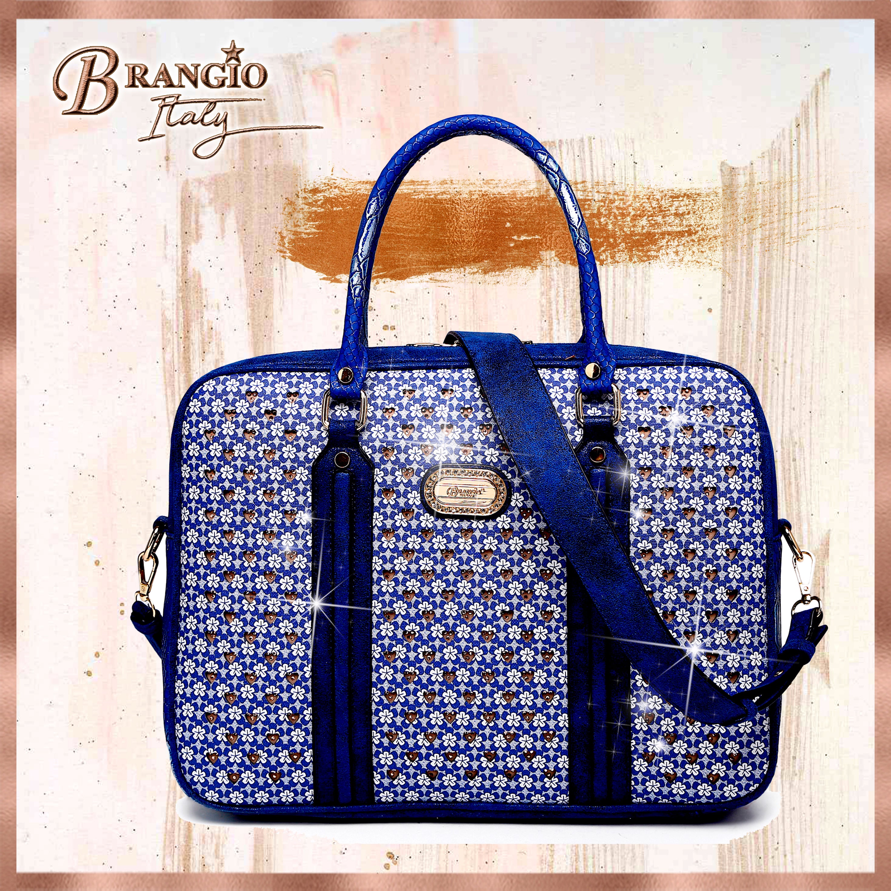 Brangio Italy Heart Pattern Briefcase – Designer Laptop Bag & Business Tote