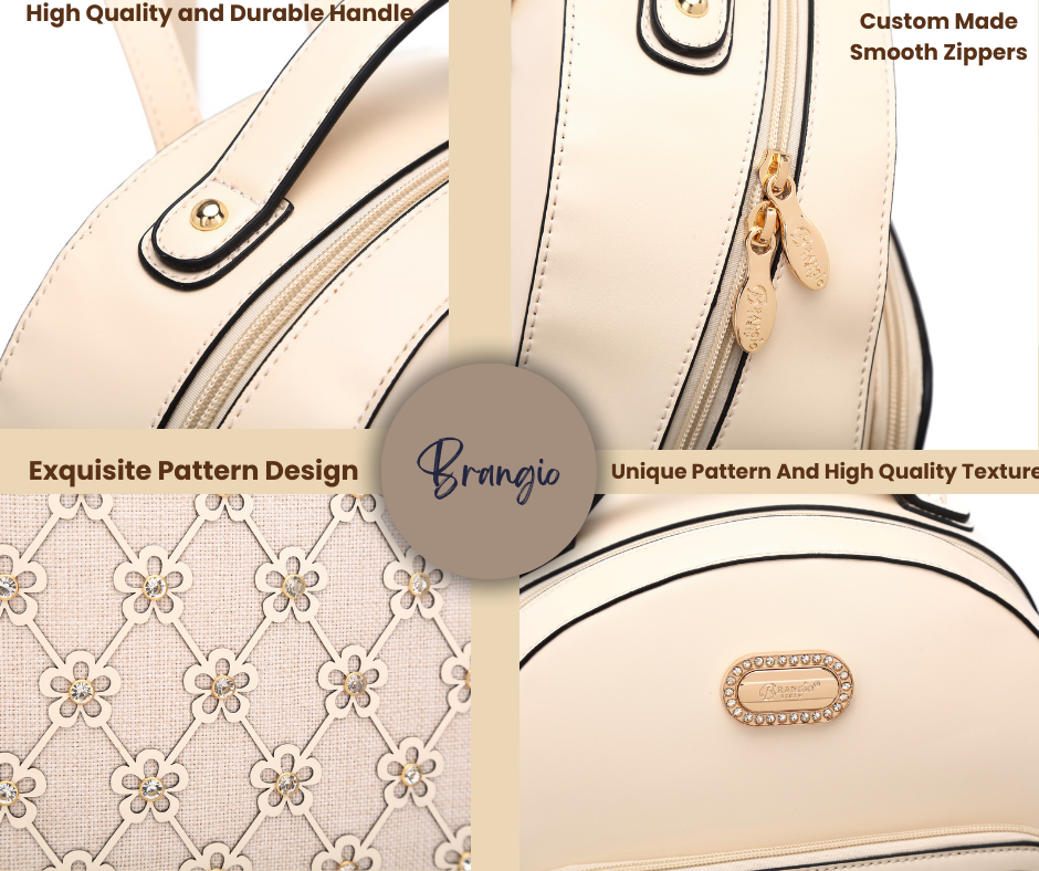 Brangio Italy Elegant Wildflower Blossom Backpack + Wallet Set[2pcs]