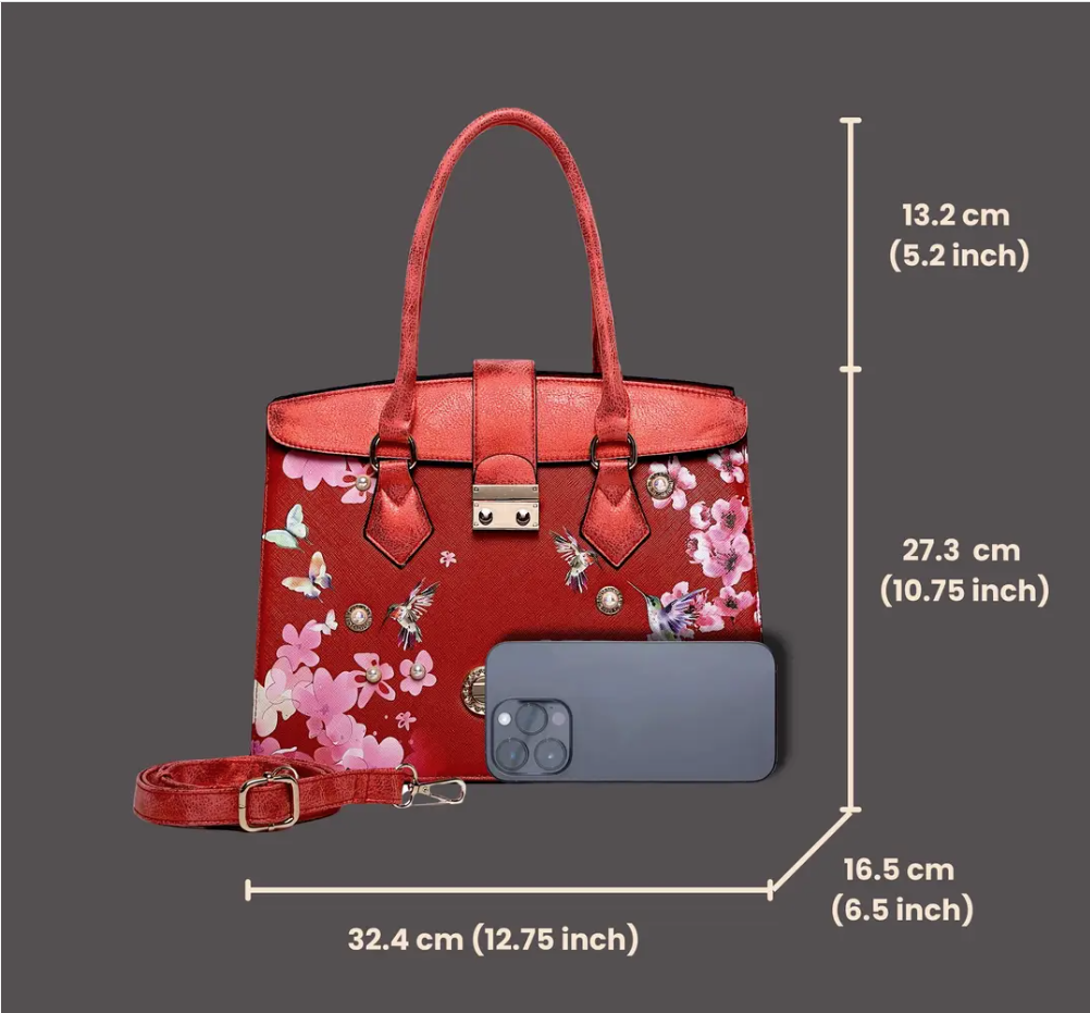 Brangio Italy Floral & Bird Embellished Handbag