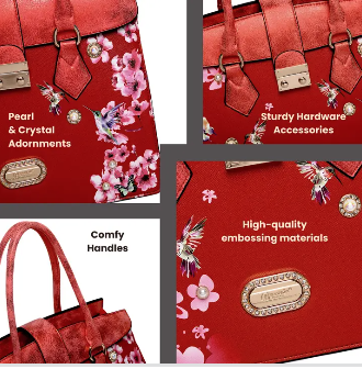 Brangio Italy Floral & Bird Embellished Handbag