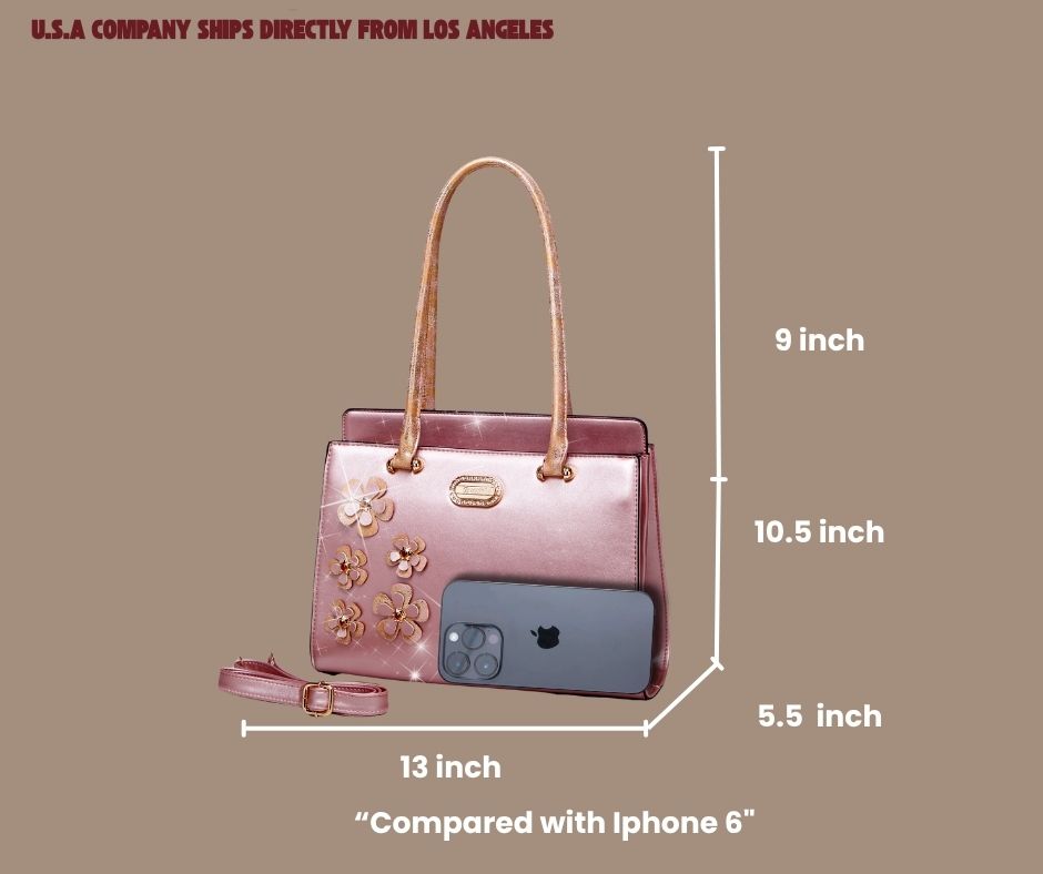 Brangio Italy Elegant Metallic Twinkle Cosmos Florality Handbag