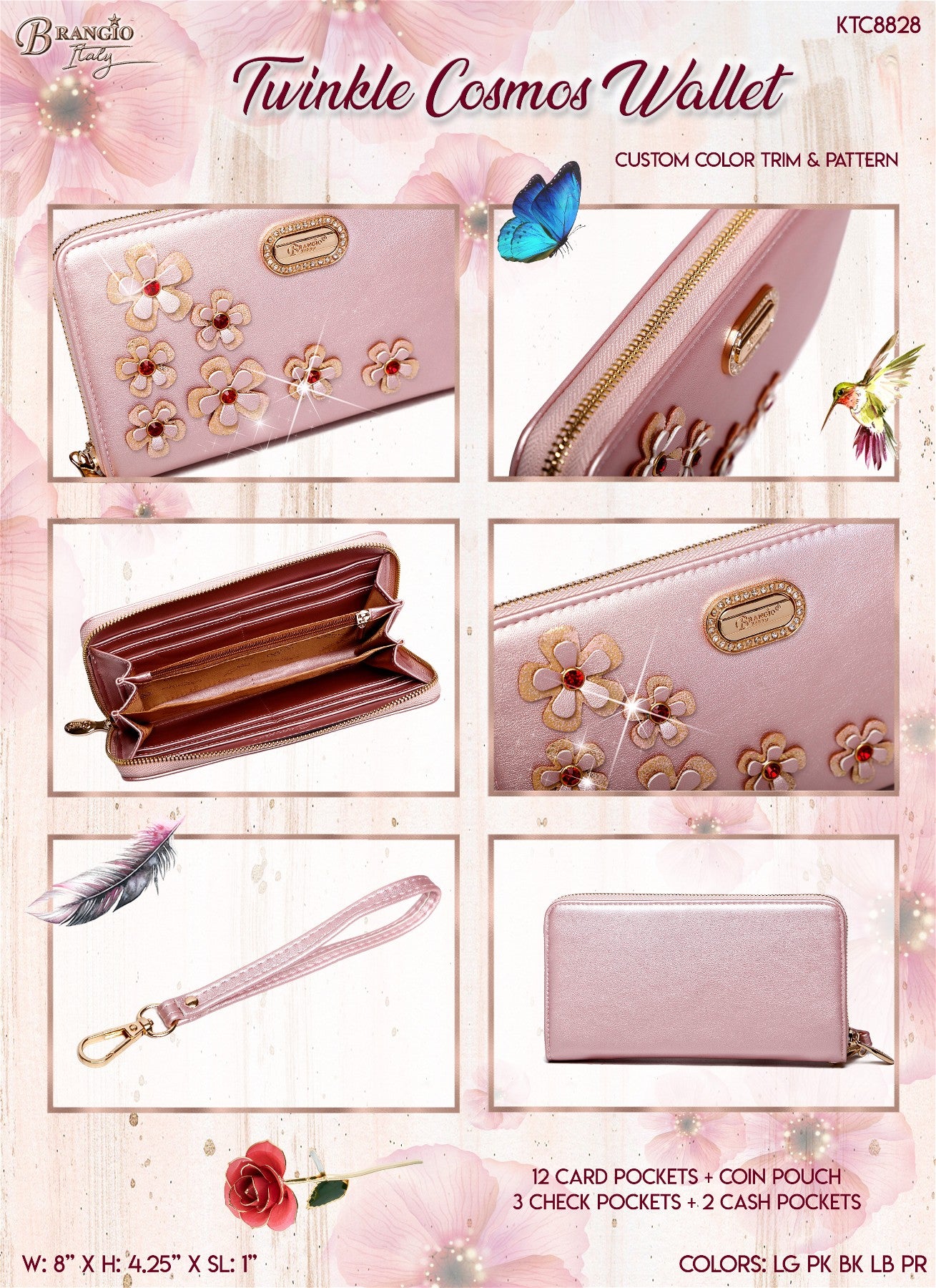 Brangio Italy Crystal Bloom Backpack & Wallet Set [2pcs]