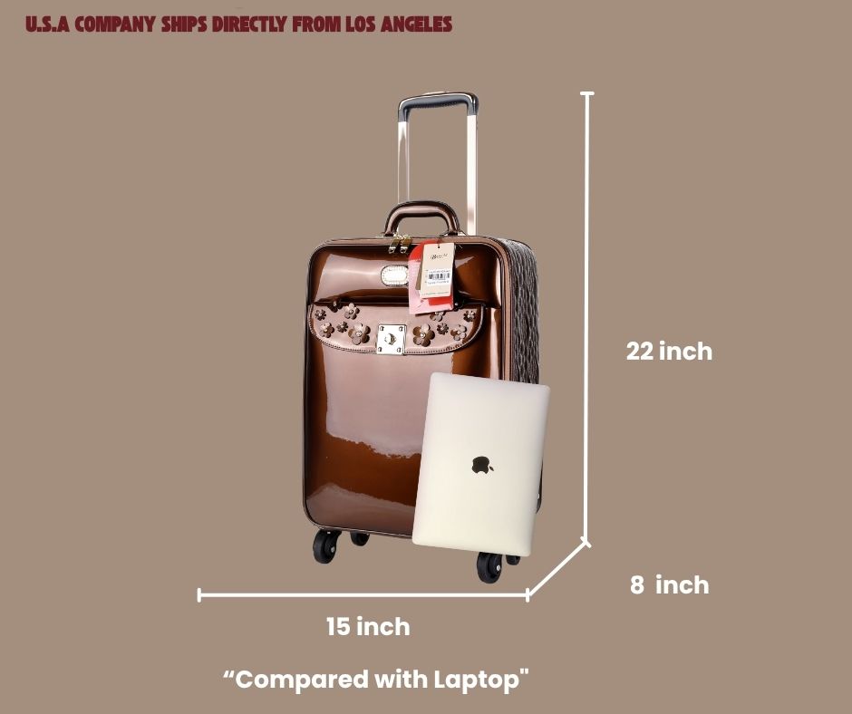 Brangio Glossy Floral-Embellished Spinner Wheeled Carry-On Luggage
