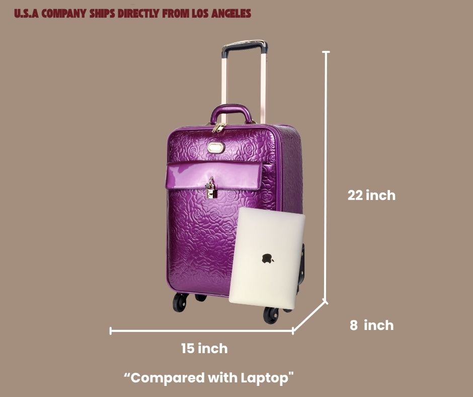 Brangio Italy Elegant Luxury Floral Embossed Designer Wheeled Carry-On Luggage set[3pc]