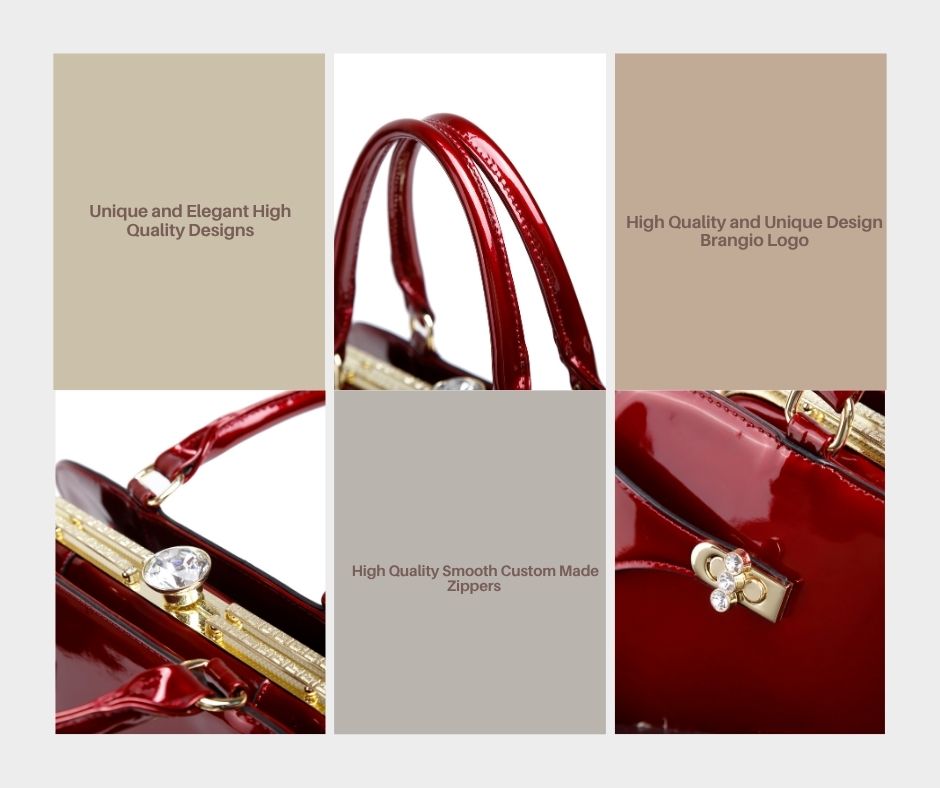 Brangio Italy Elegant Designer Patent Leather Satchel Handbag