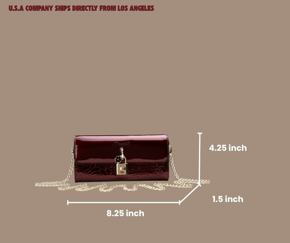 Brangio Italy Patent Leather Wallet Crossbody Bag for Women - Metallic Evening Purse