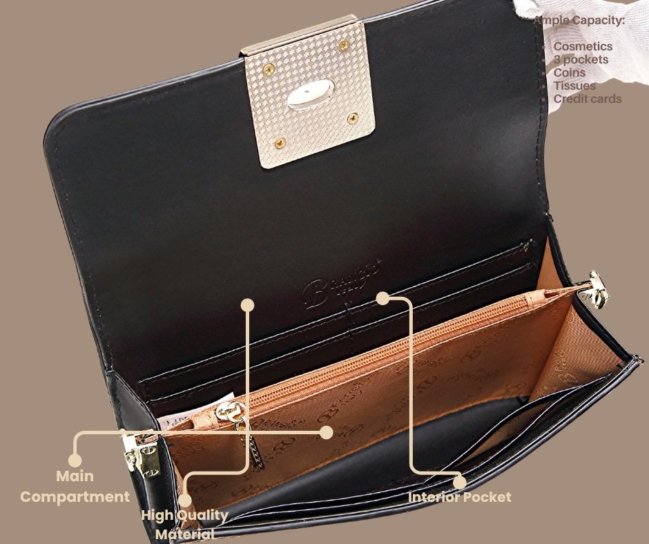 Brangio Italy Patent Leather Wallet Crossbody Bag for Women - Metallic Evening Purse