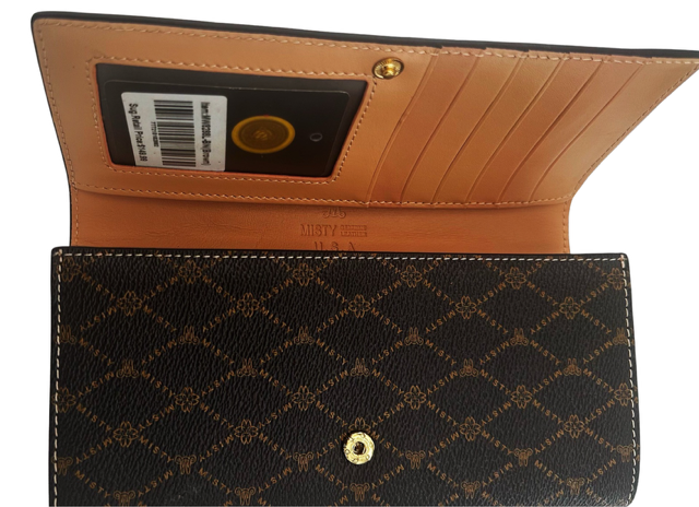 Misty Vintage-Inspired Brown Genuine Leather and Tan Long Wallet  [Made in Italy]