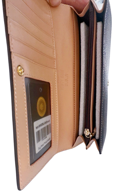 Misty Vintage-Inspired Brown Genuine Leather and Tan Long Wallet  [Made in Italy]