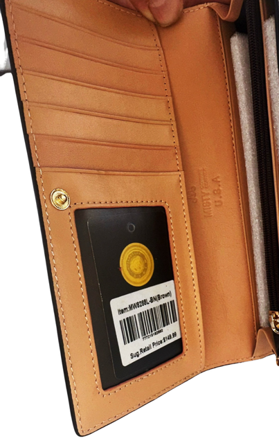 Misty Vintage-Inspired Brown Genuine Leather and Tan Long Wallet  [Made in Italy]