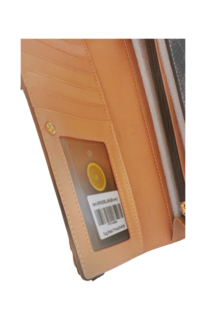 Misty Vintage-Inspired Brown Genuine Leather and Tan Long Wallet  [Made in Italy]