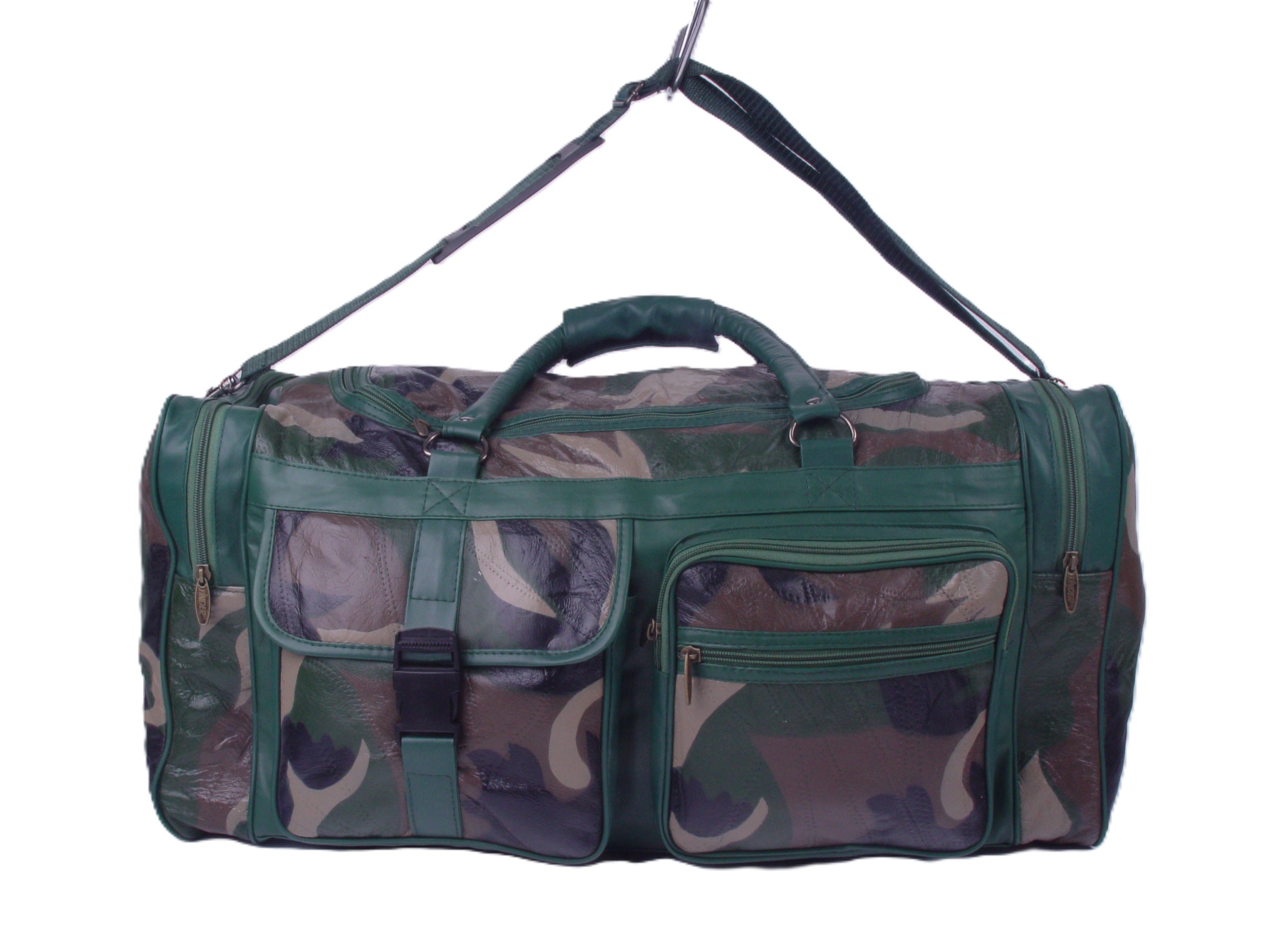 Tinder Genuine Leather Camouflage Duffel Bag Large Travel Weekender Bag for Unisex
