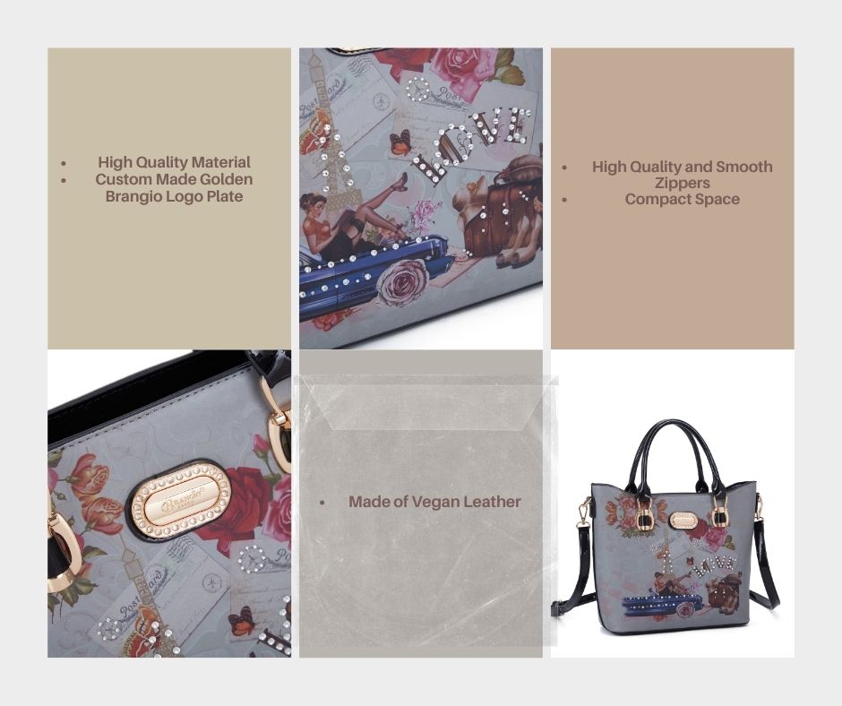 Brangio Italy Vintage Floral Love Medium Designer Handbag