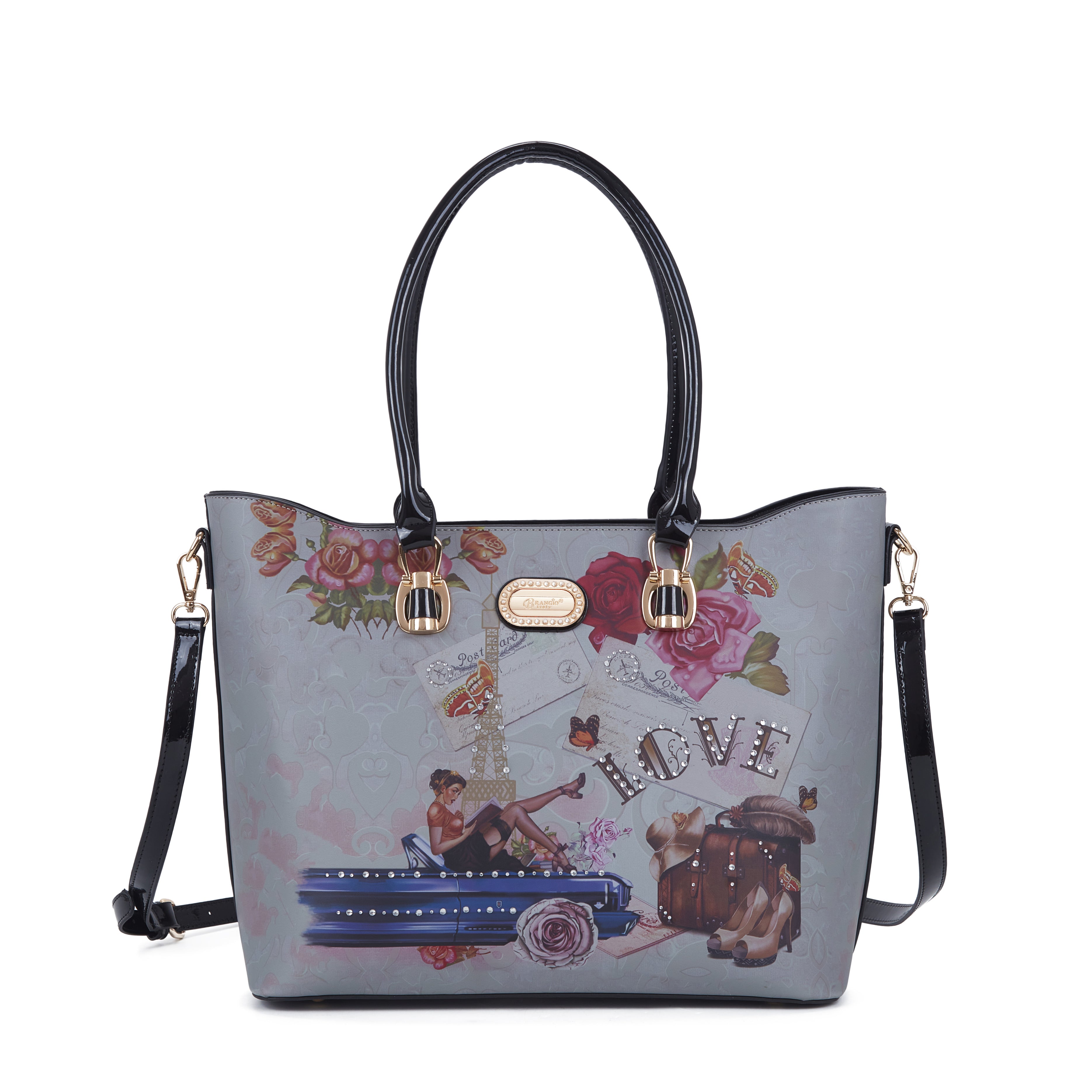 Brangio Italy Vintage Floral Love Medium Designer Handbag