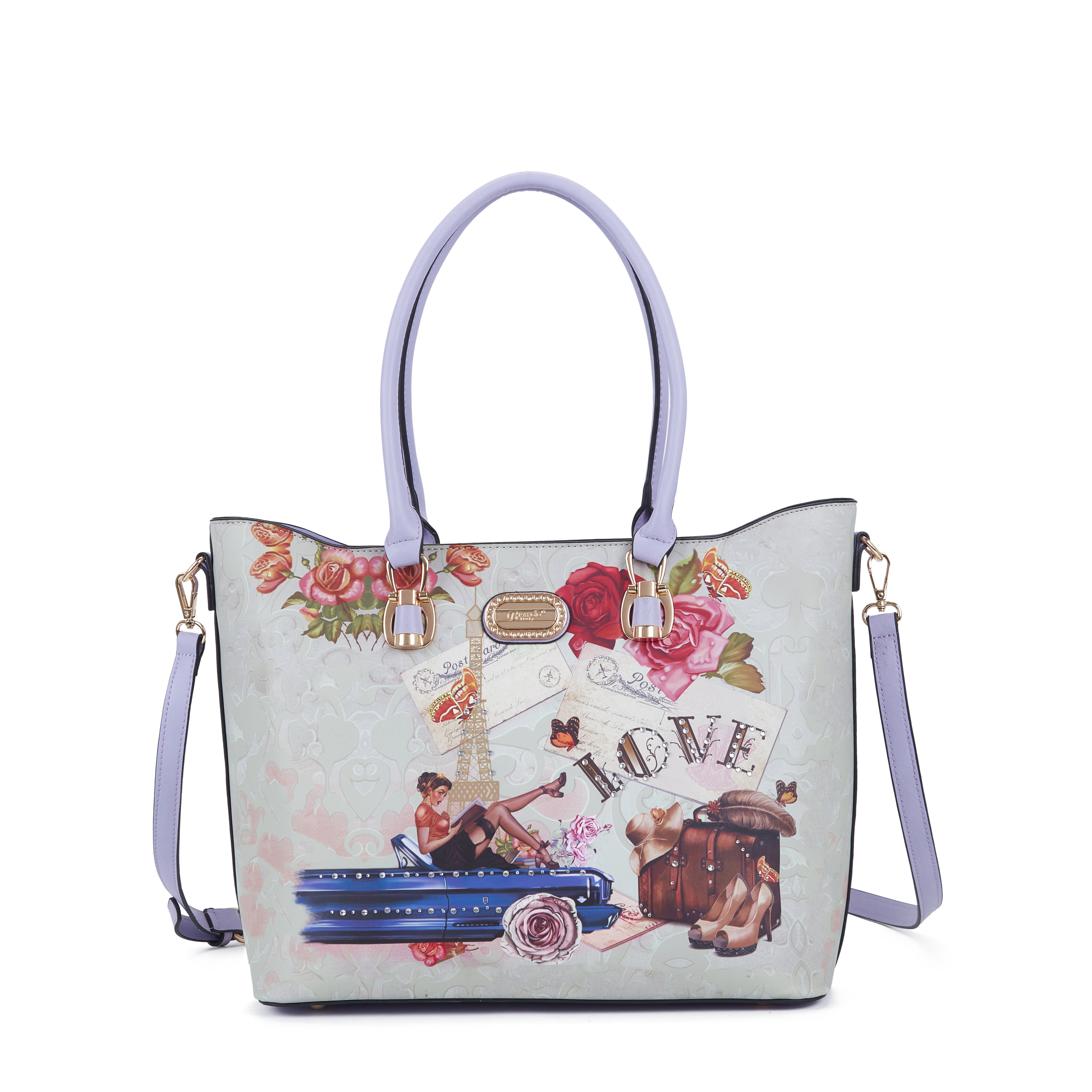 Brangio Italy Vintage Floral Love Medium Designer Handbag