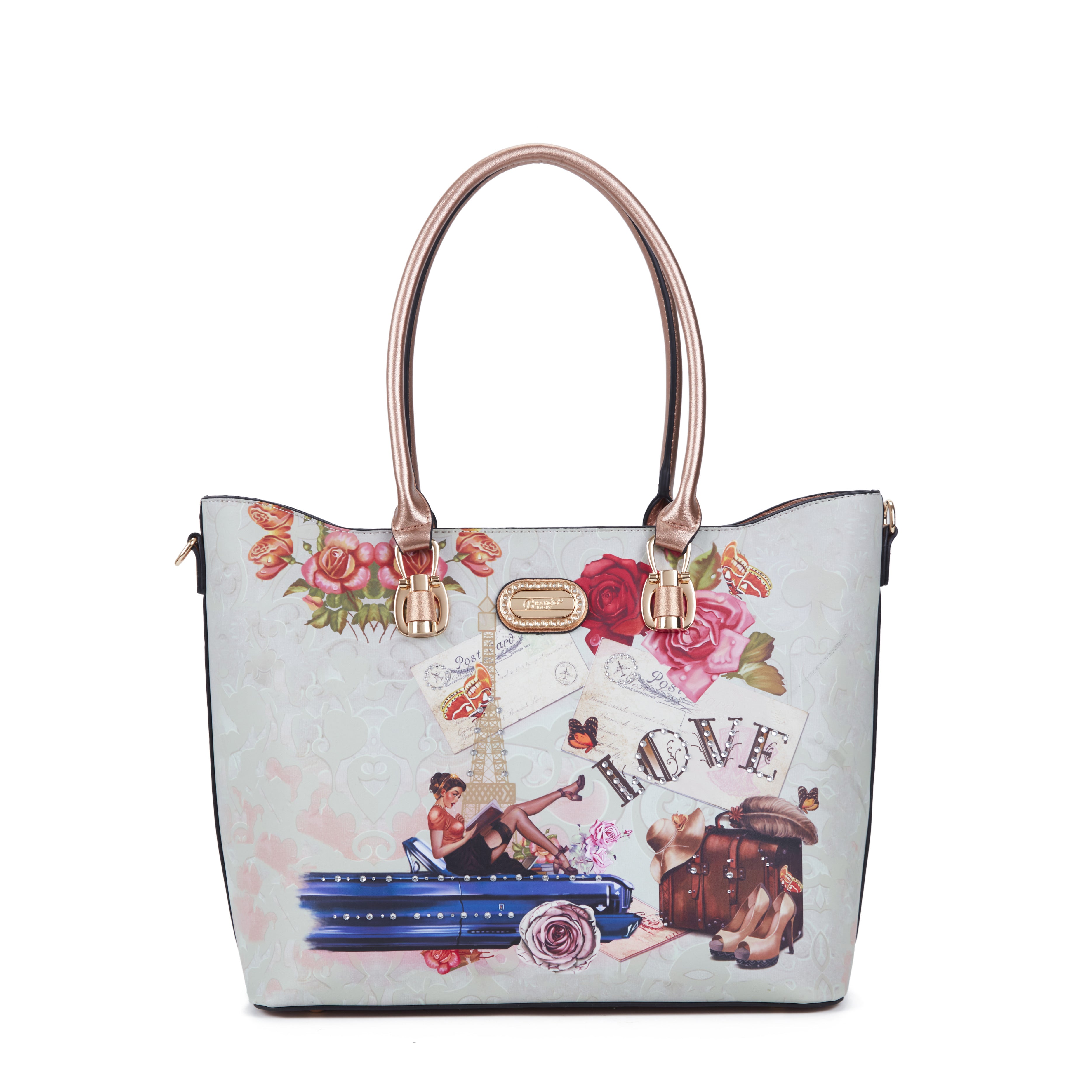 Brangio Italy Vintage Floral Love Medium Designer Handbag