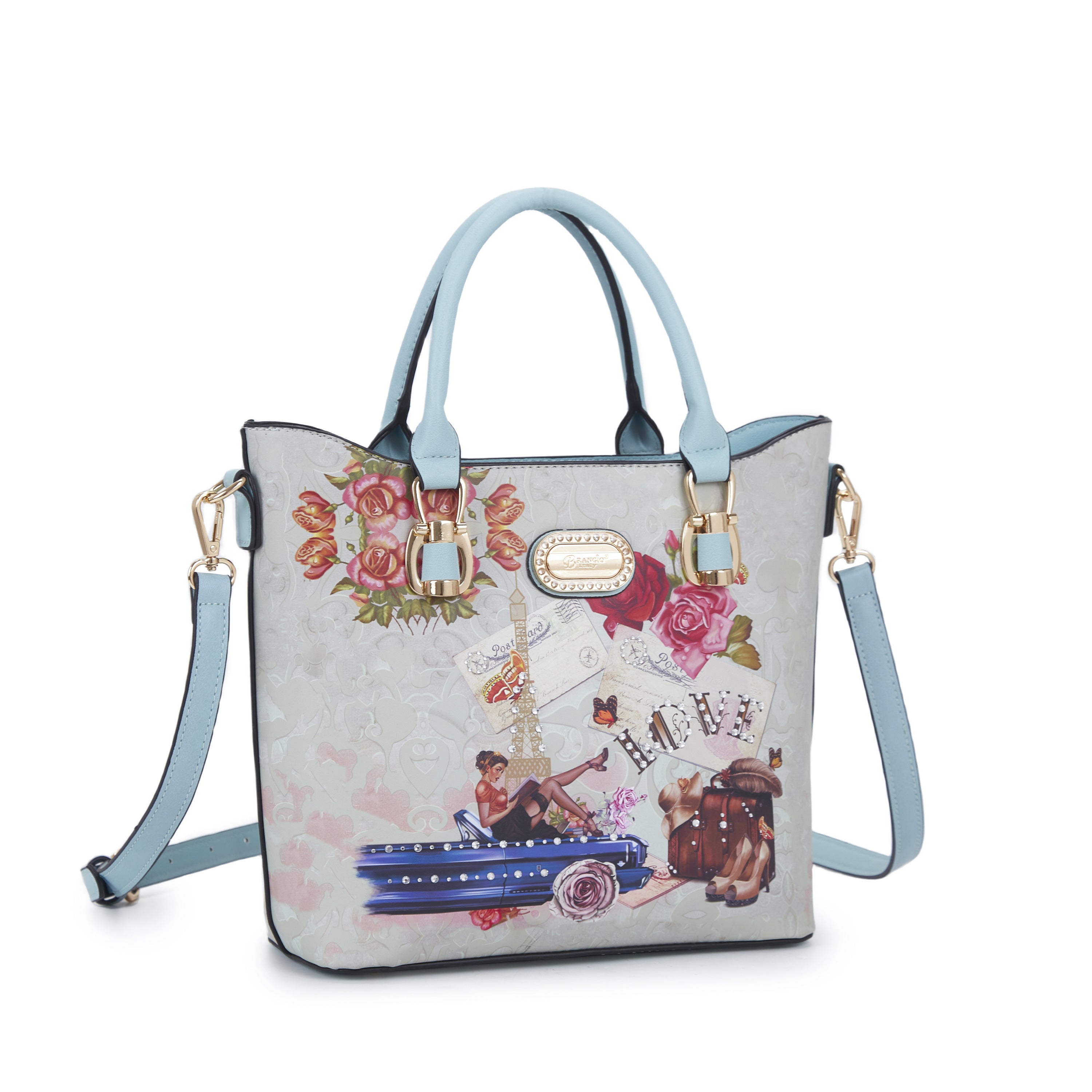 Brangio Italy Vintage Floral Love Small Designer Handbag