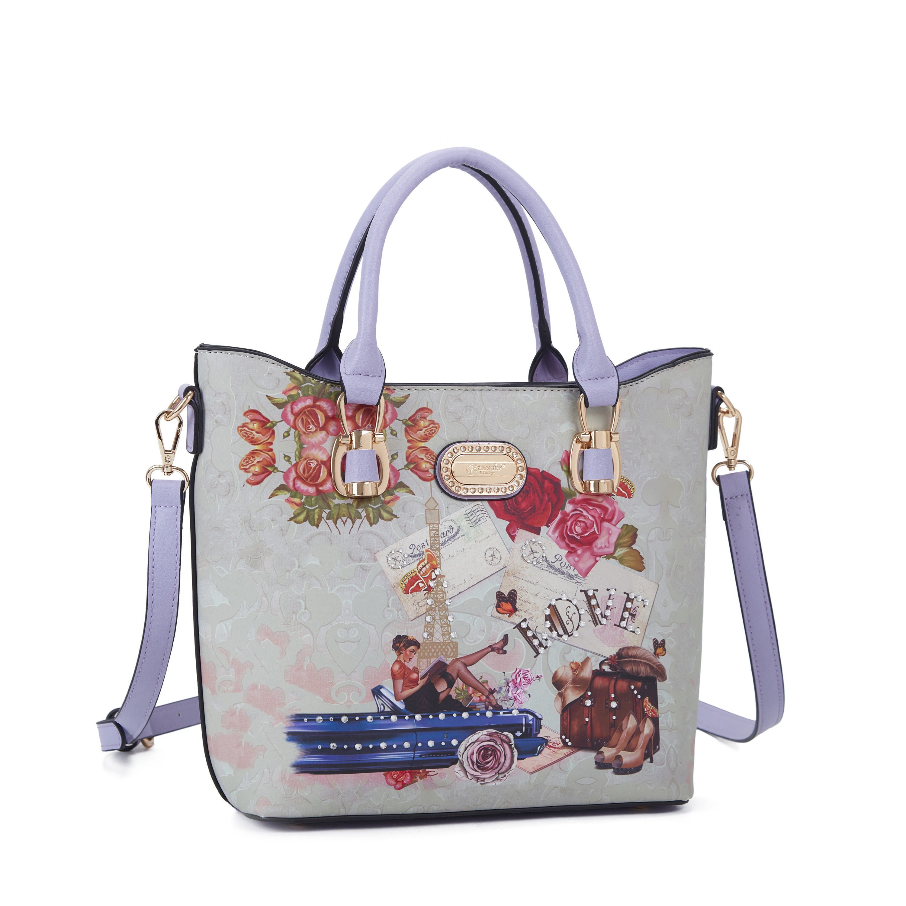Brangio Italy Vintage Floral Love Small Designer Handbag