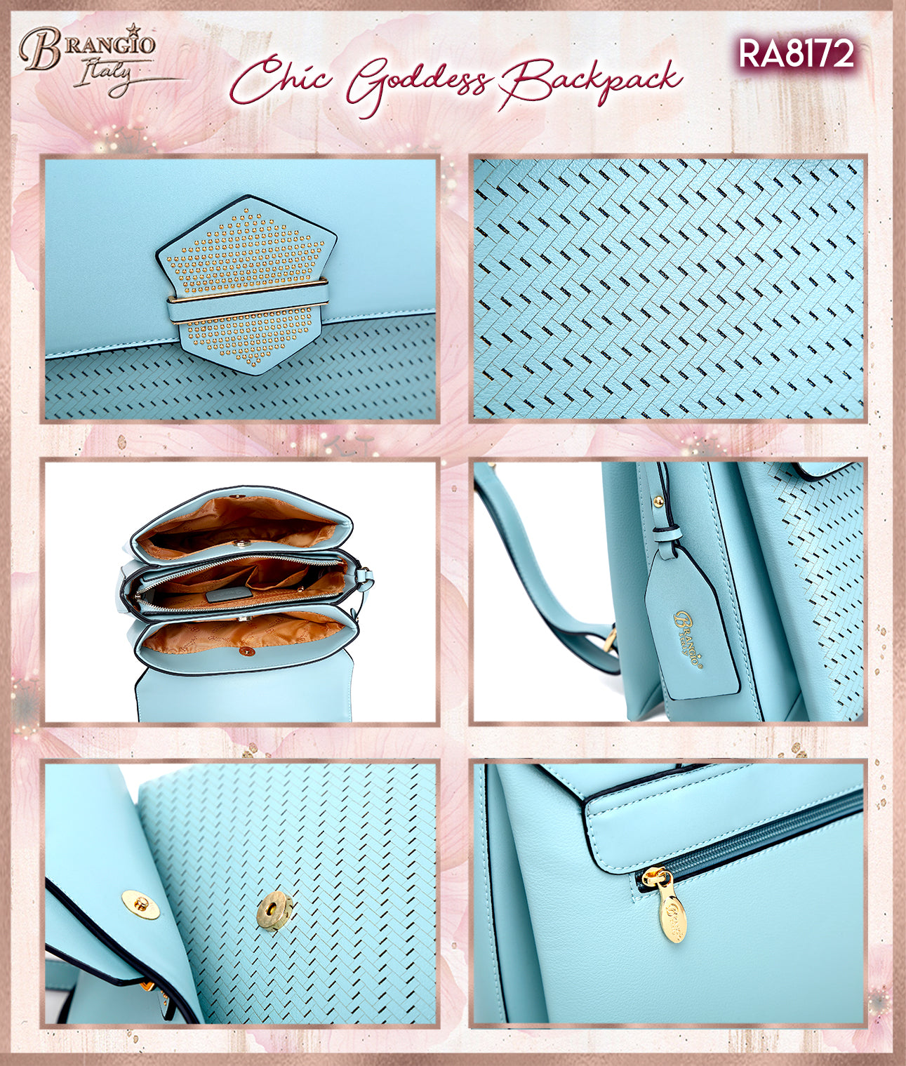 Brangio Italy Woven Luxury Metallic Fashion Backpack