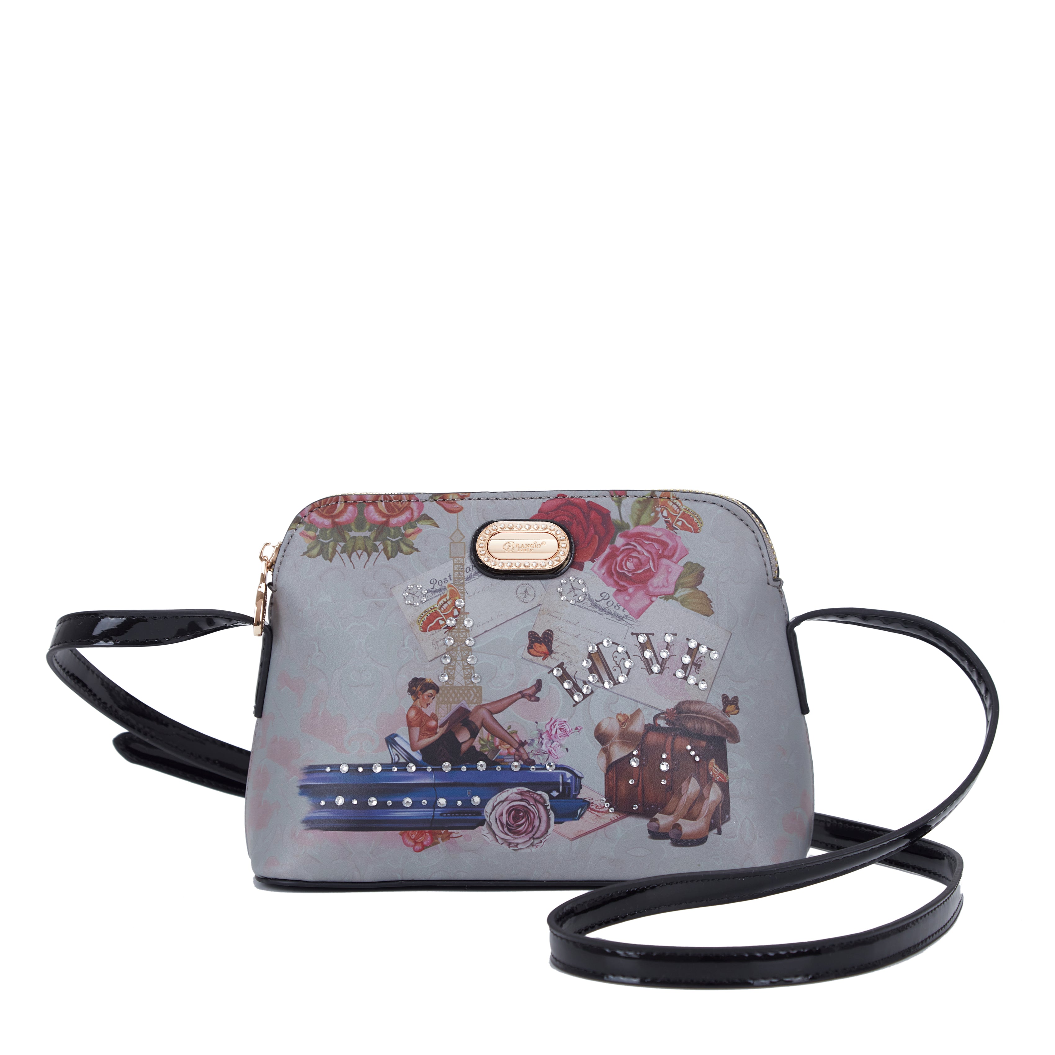 Brangio Italy Vintage Floral Love Small Designer Crossbody Bag