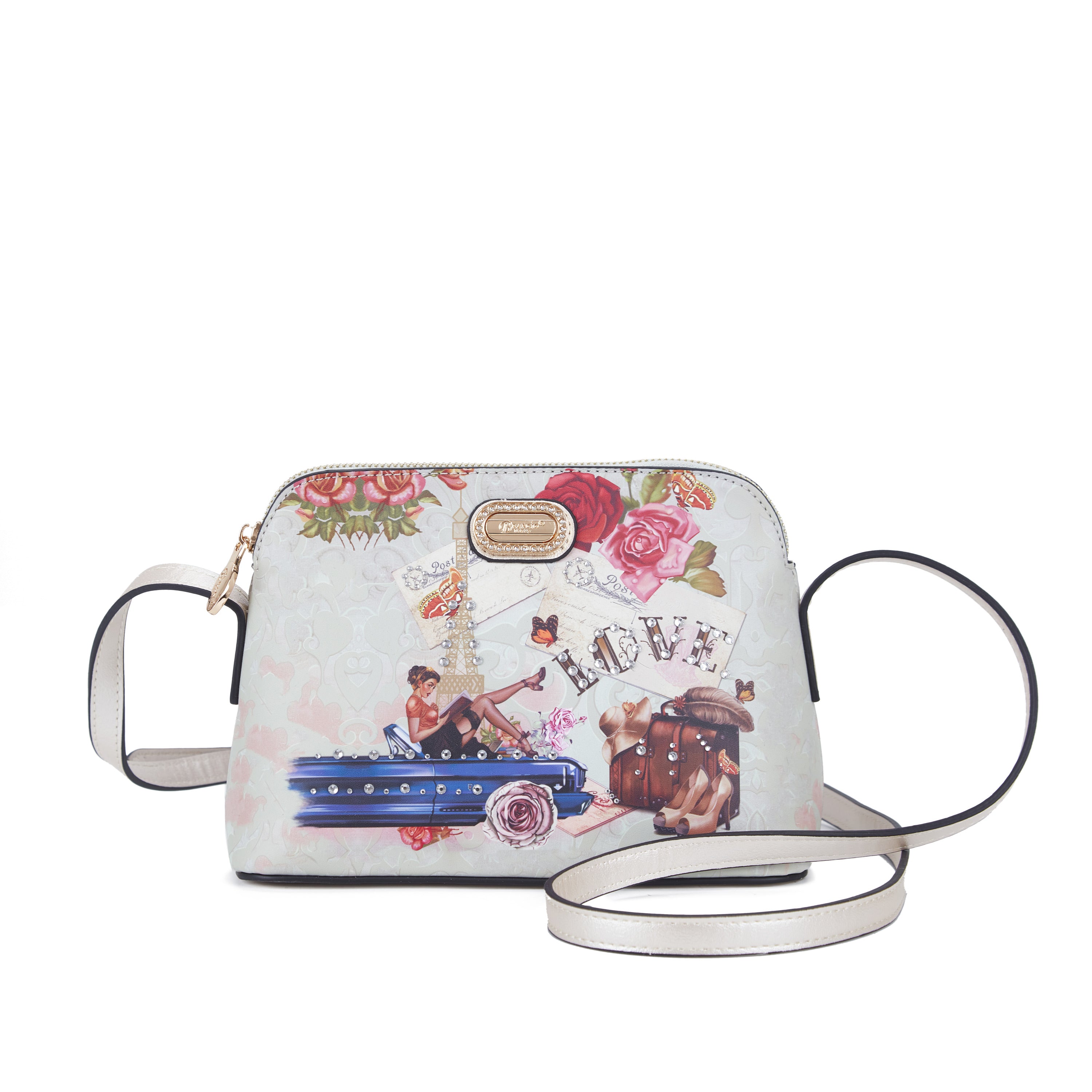 Brangio Italy Vintage Floral Love Small Designer Crossbody Bag