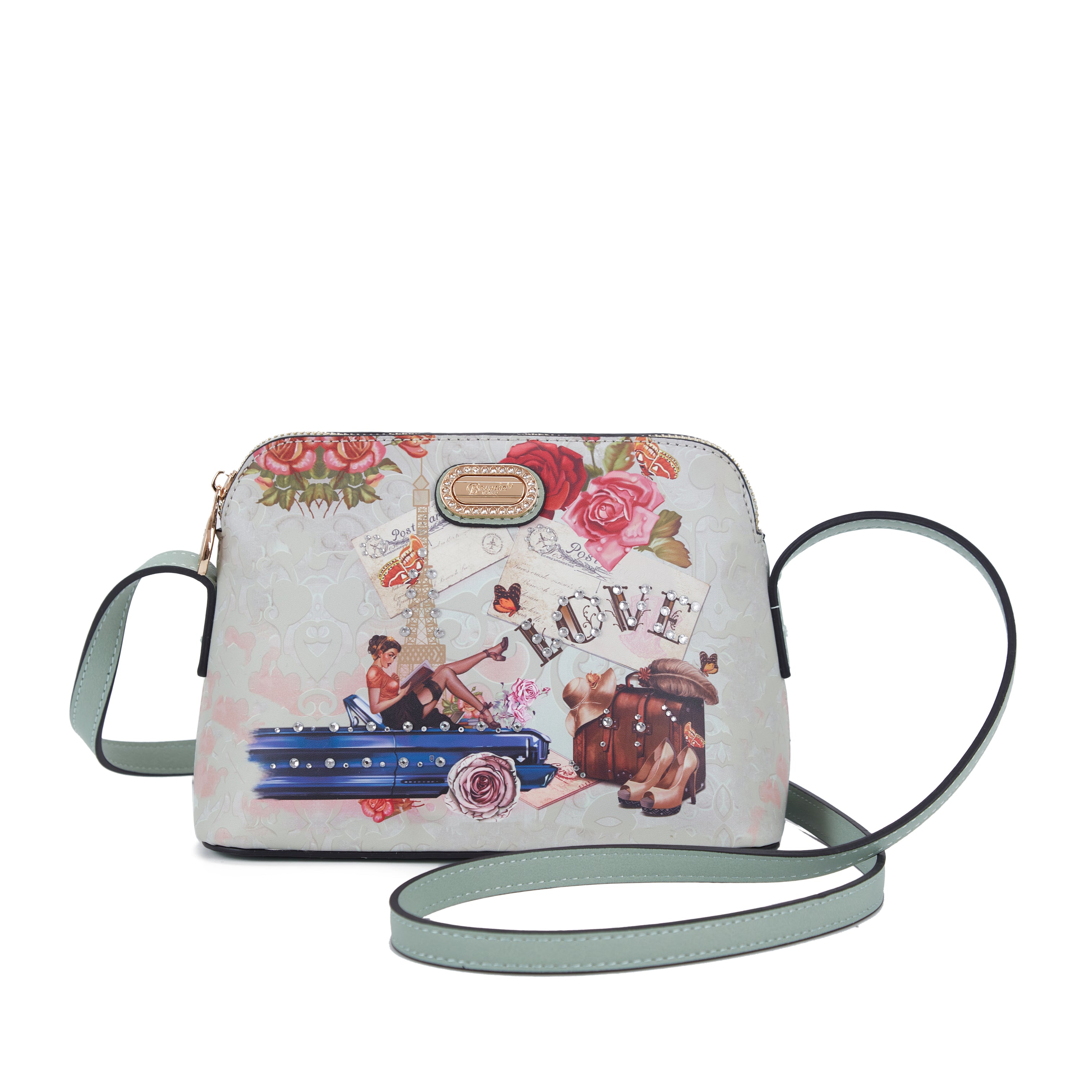 Brangio Italy Vintage Floral Love Small Designer Crossbody Bag
