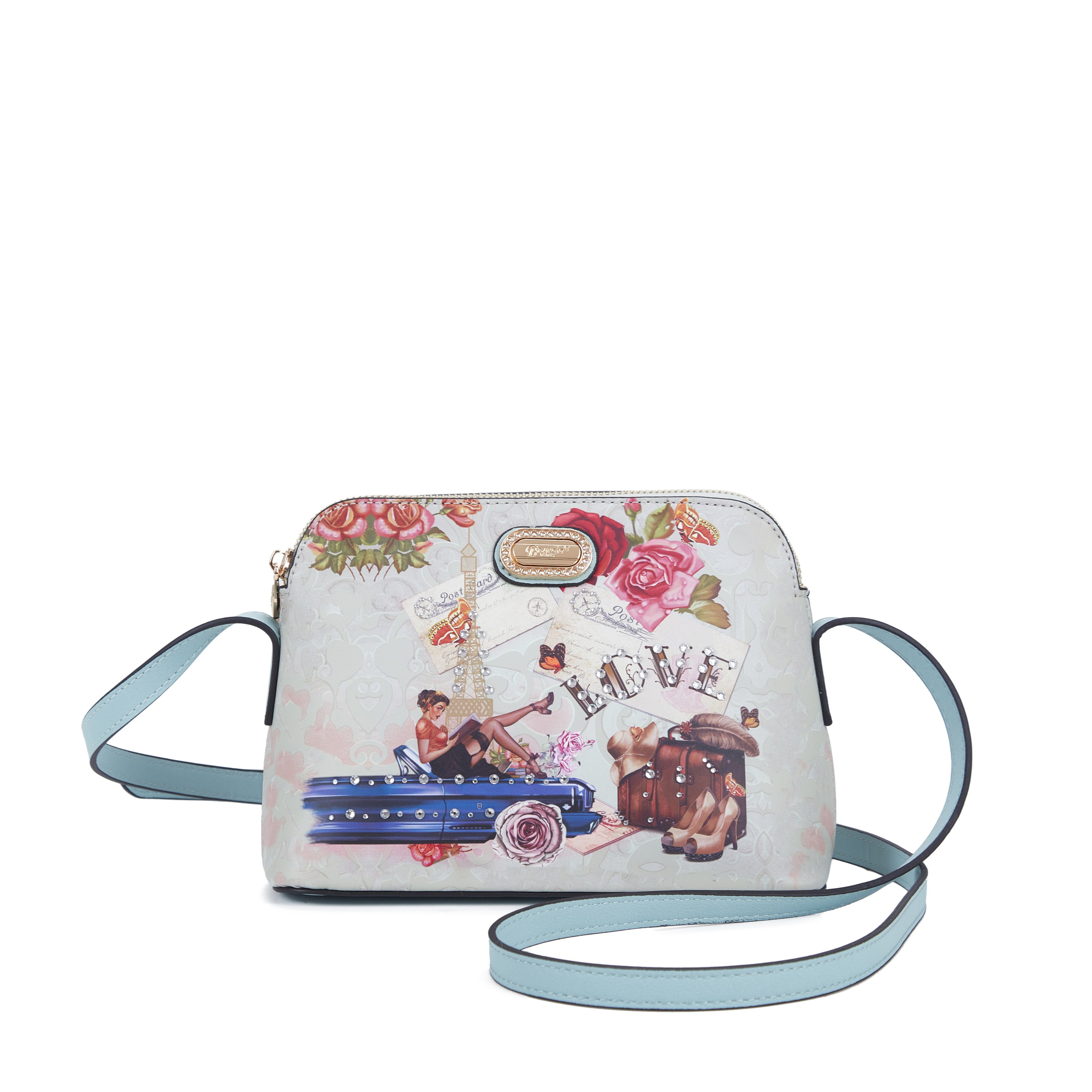 Brangio Italy Vintage Floral Love Small Designer Crossbody Bag