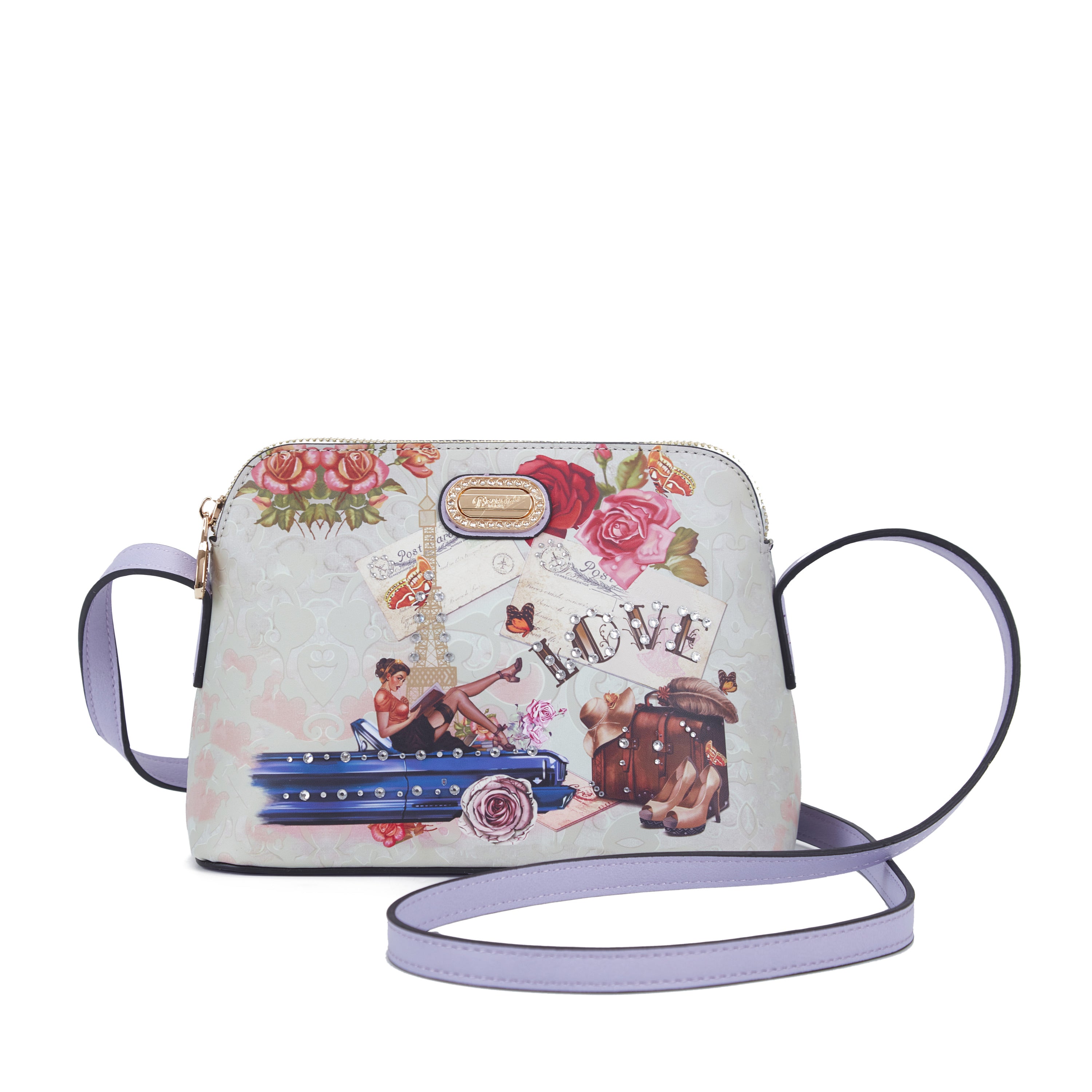 Brangio Italy Vintage Floral Love Small Designer Crossbody Bag