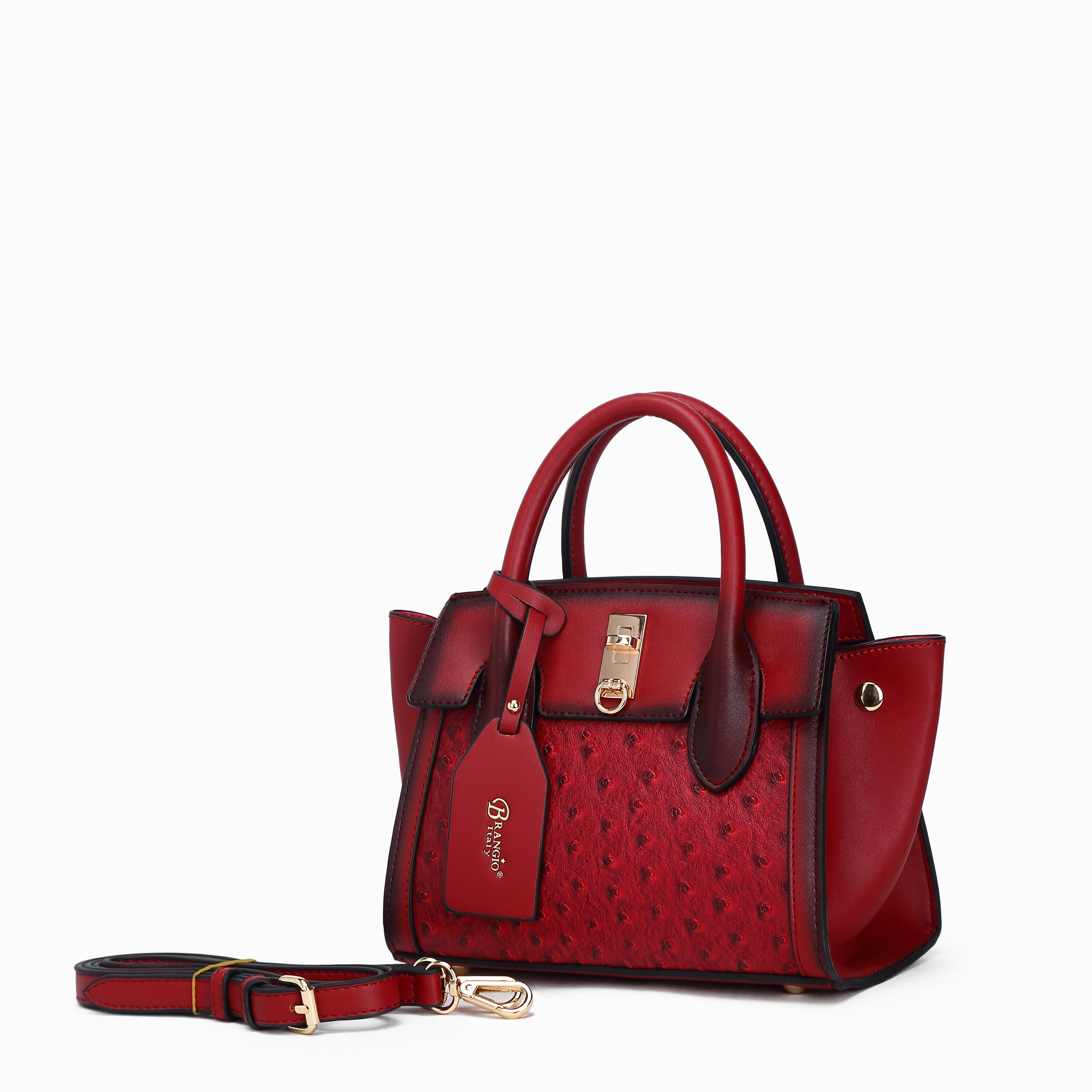 Brangio Italy  Ostrich Texture Embossed Designr Satchel Bag