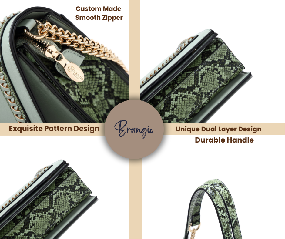 Brangio Italy Chain Shoulder Bag for Women - Designer Crossbody Purse