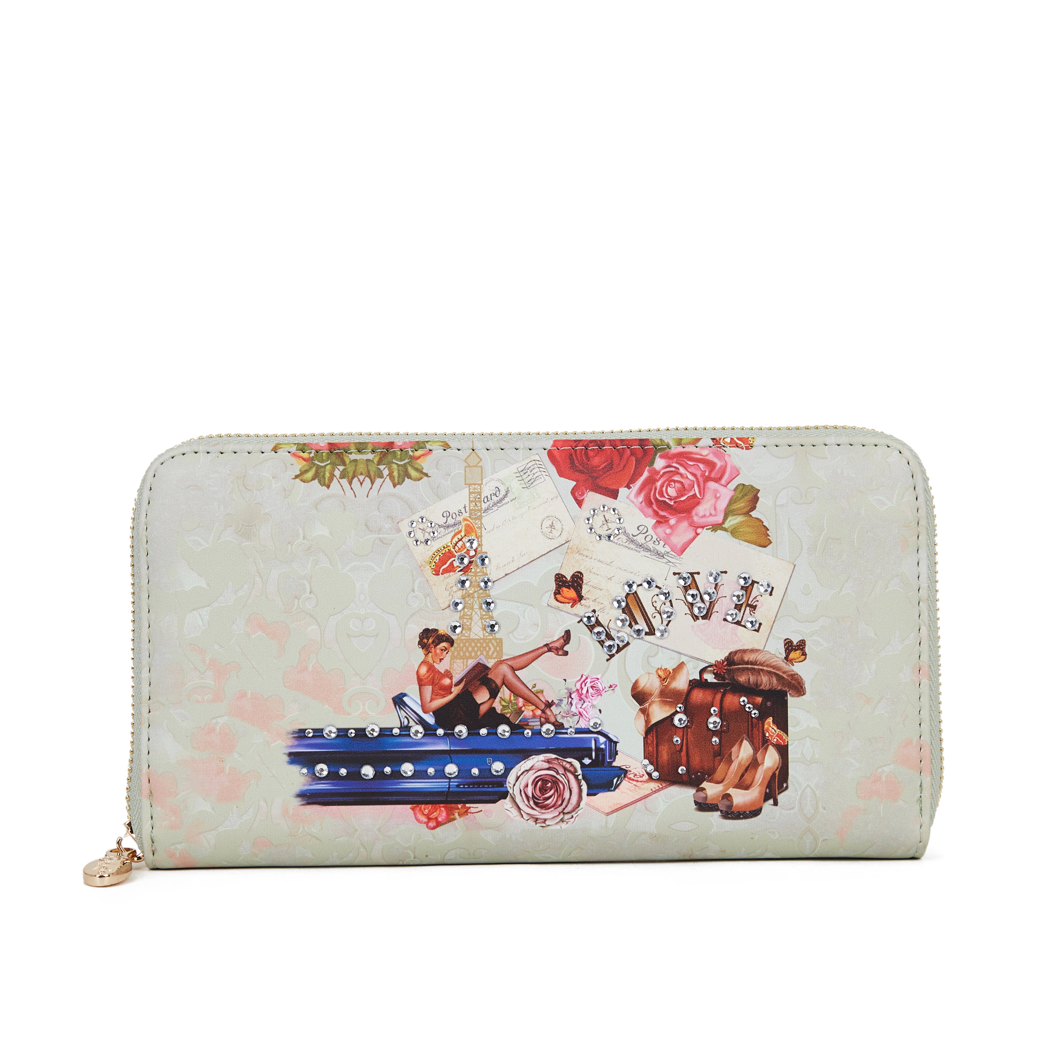 Brangio Italy Vintage Paris Designer Print Zip Wallet