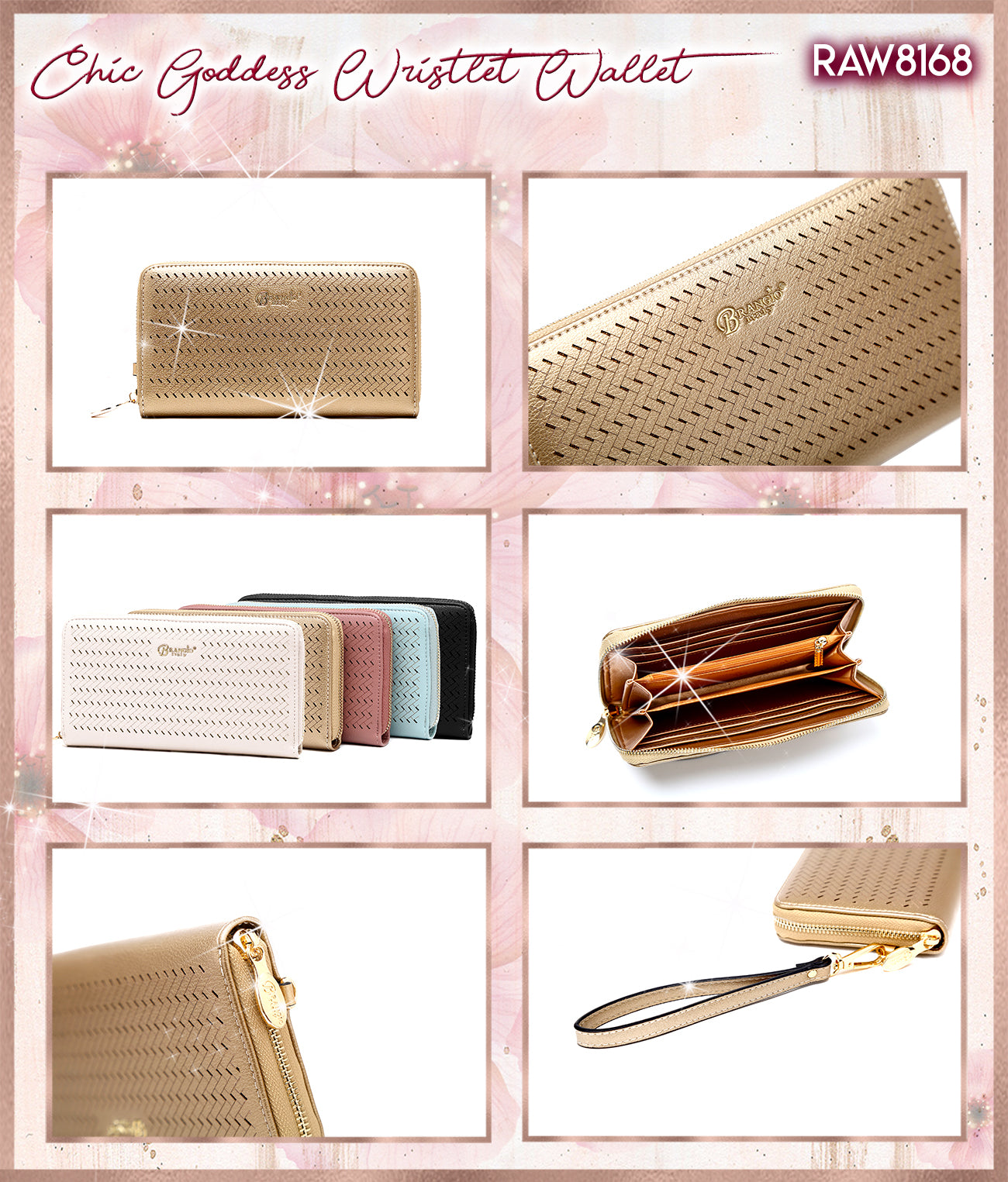 Brangio Italy Zip Around Wallet - Luxury Metallic Wristlet Wallet