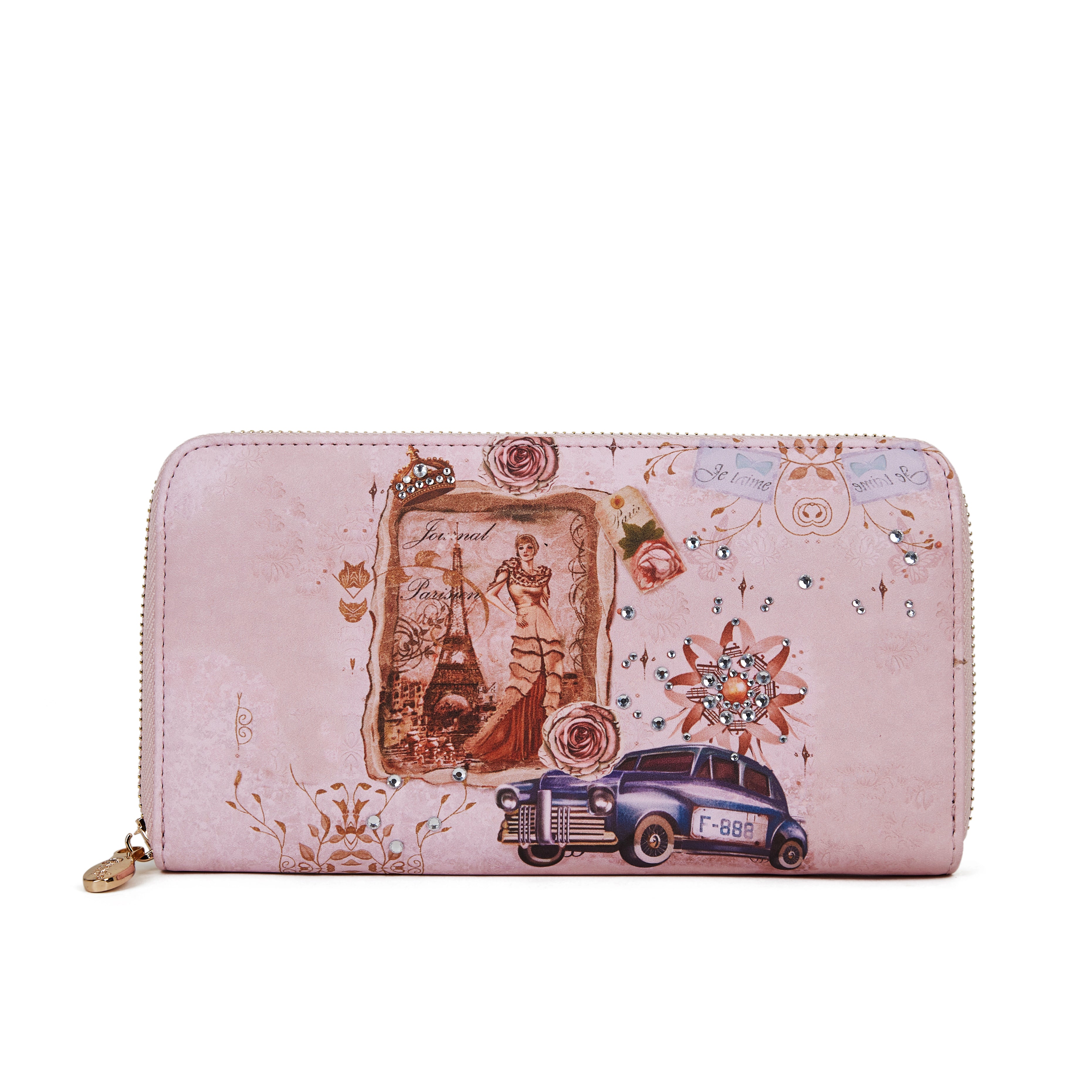 Brangio Italy Vintage Love Print  Designer Zip Wallet