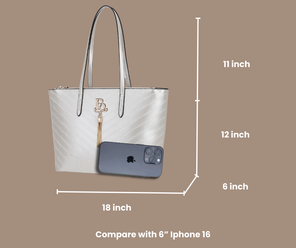 Brangio Italy Elegant Chevron Embossed Tote Bag