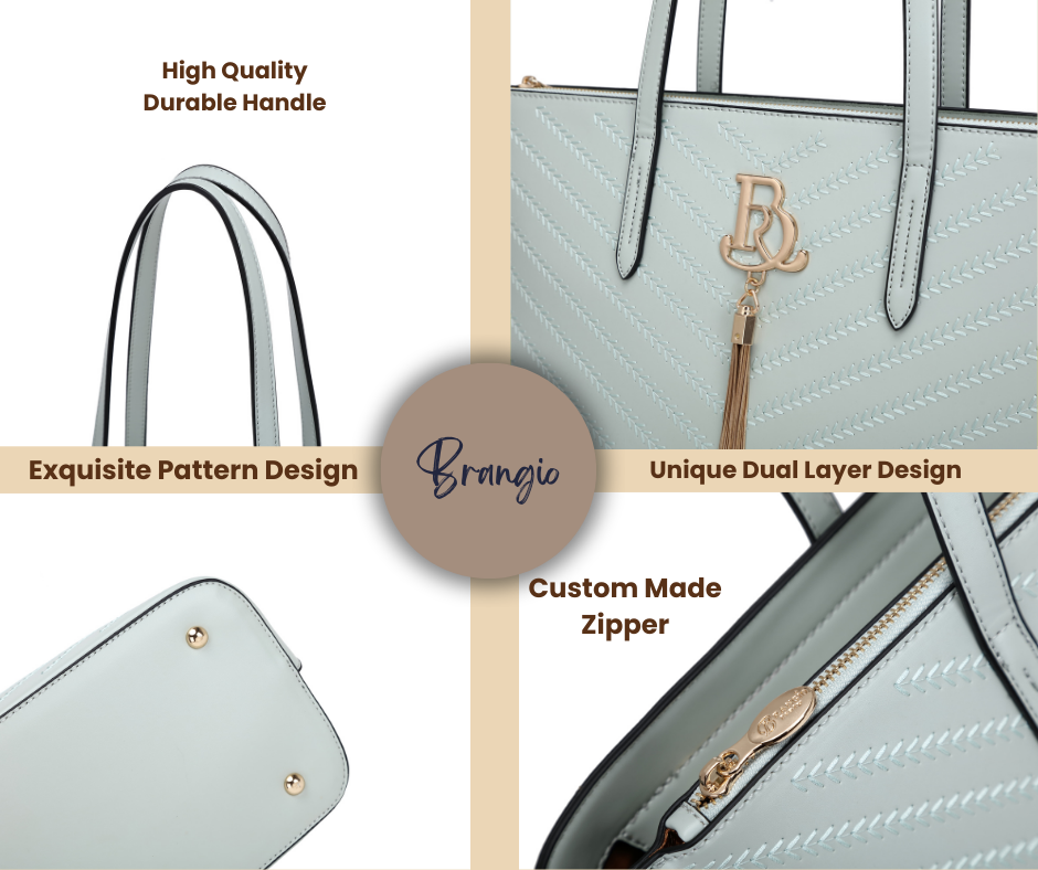 Brangio Italy Elegant Chevron Embossed Tote Bag